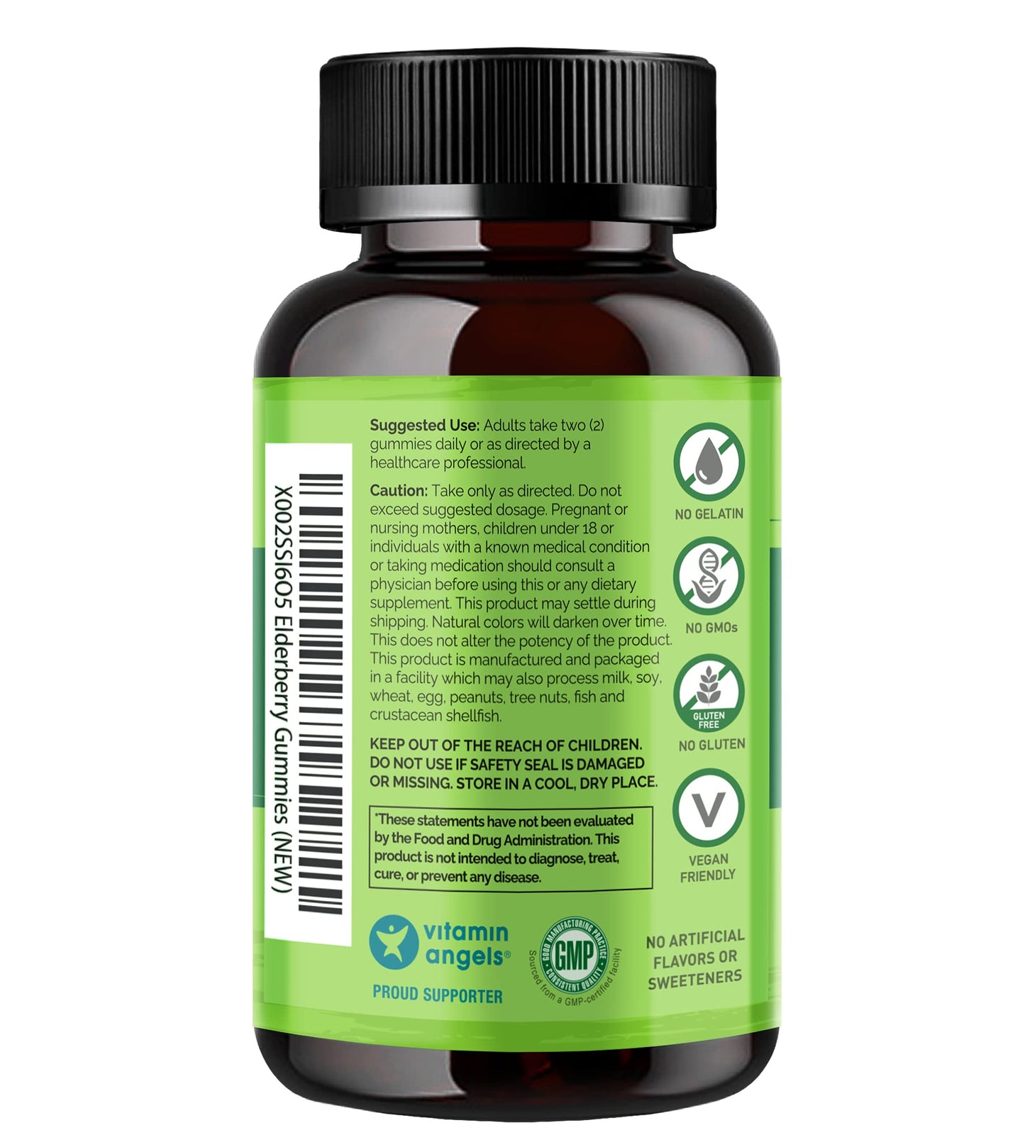 NATURELO Elderberry Gummies – Immune Support with Sambucus Elderberry + Vitamin C + Zinc – Certified Organic, 60ct
