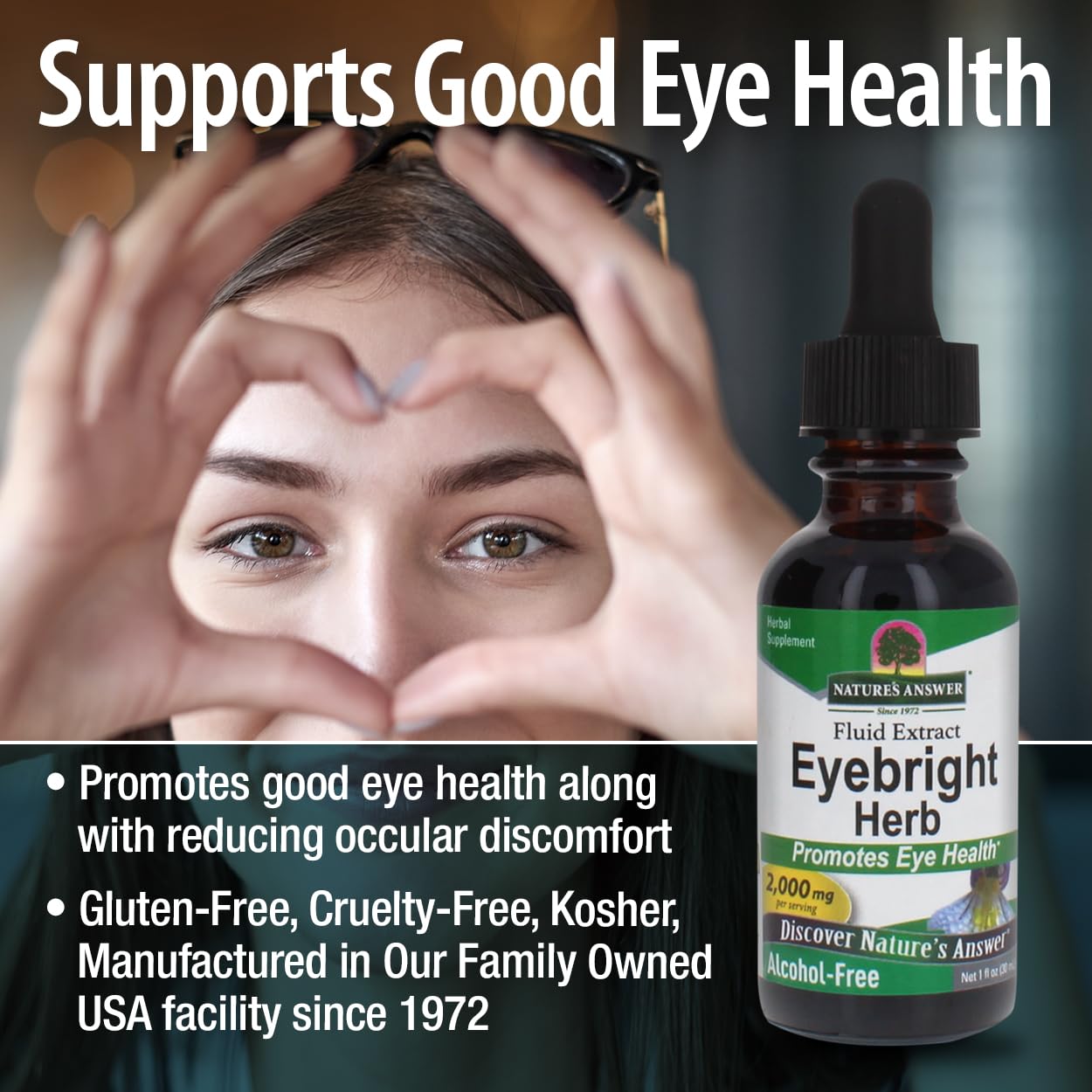 Nature's Answer Eyebright Extract 1 Ounce | Vision & Eye Support | Alcohol Free, Vegan, Non GMO, Gluten Free, Kosher | Quick Absorption | Single Count