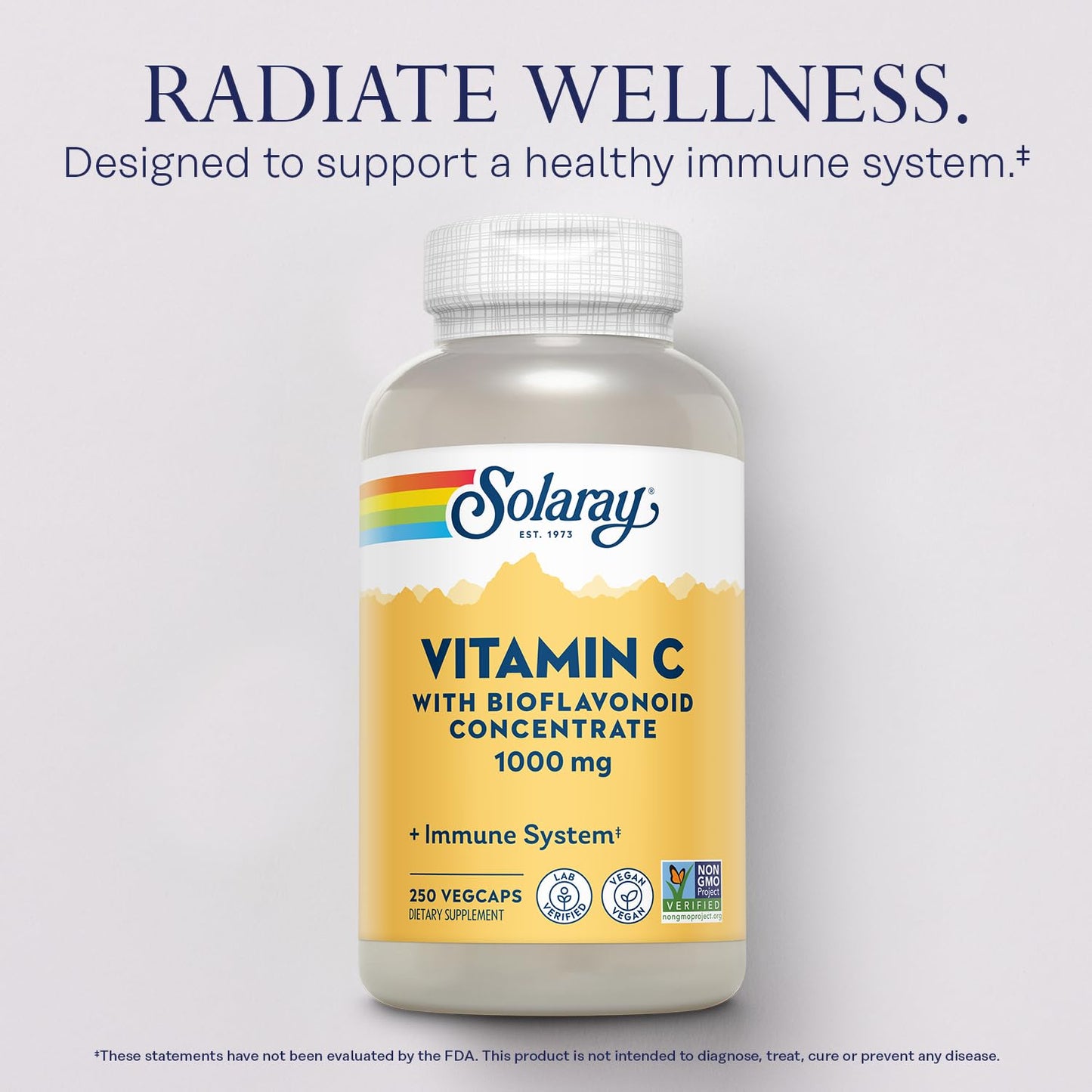 Pre-Order | Arrives in 5–10 Days – SOLARAY Vitamin C w/Rose HIPS, Acerola & Bioflavonoids, 1000mg, Supports Immune Function & Healthier Skin, Hair, Nails, Non-GMO, Vegan, 250 CT