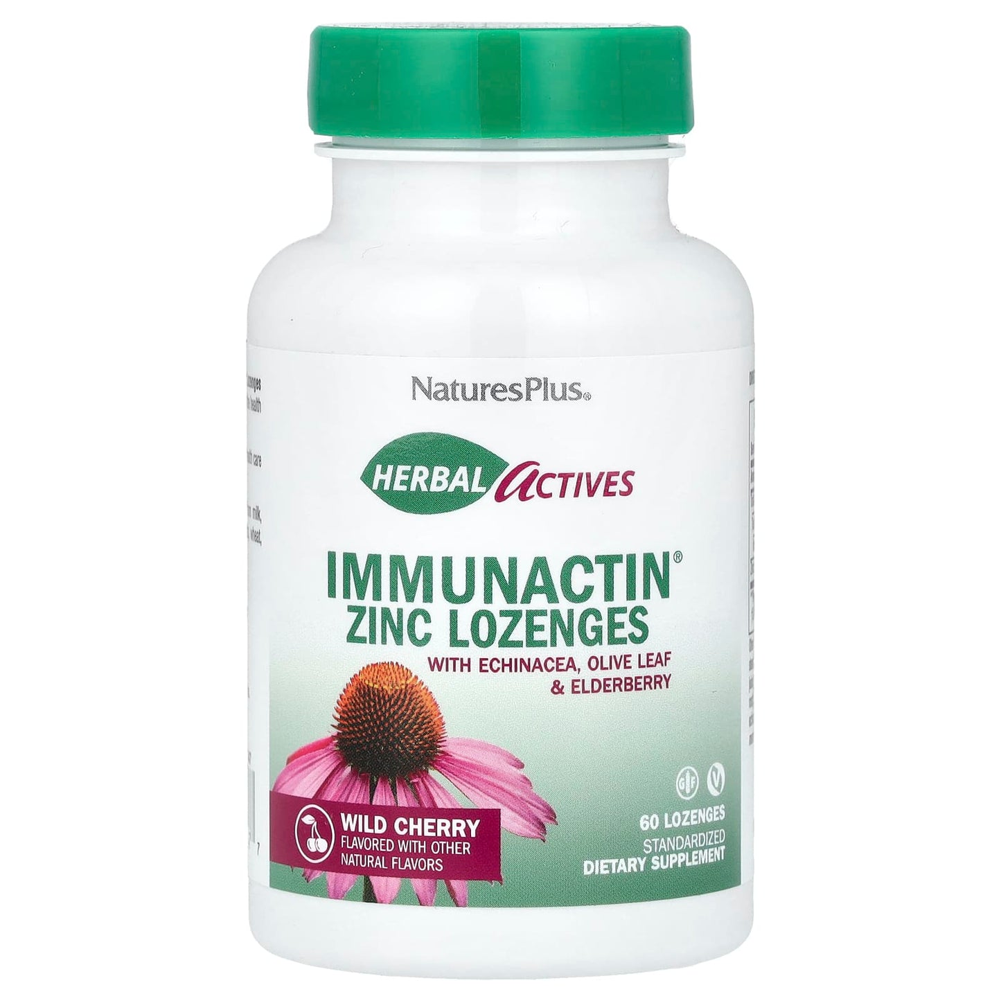 NaturesPlus
Herbal Actives, ImmunActin®, Zinc Lozenges, Wild Cherry, 10 mg, 60 Lozenges