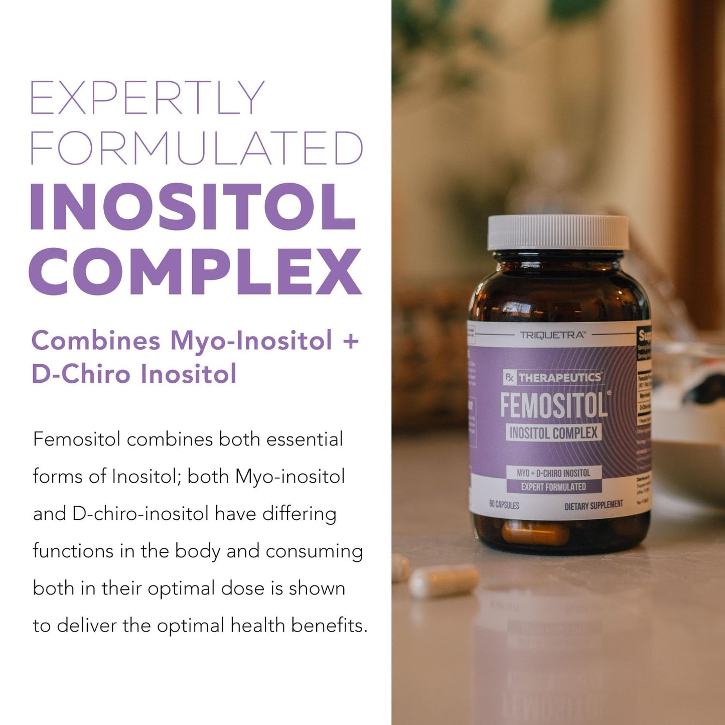 Inositol Supplement | Myo-Inositol & D-Chiro Inositol Complex - Clinically Validated 40:1 Ratio (Vitamin B8)| Hormonal Balance & Healthy Ovarian Function Support (90 Capsules – 30 Servings)