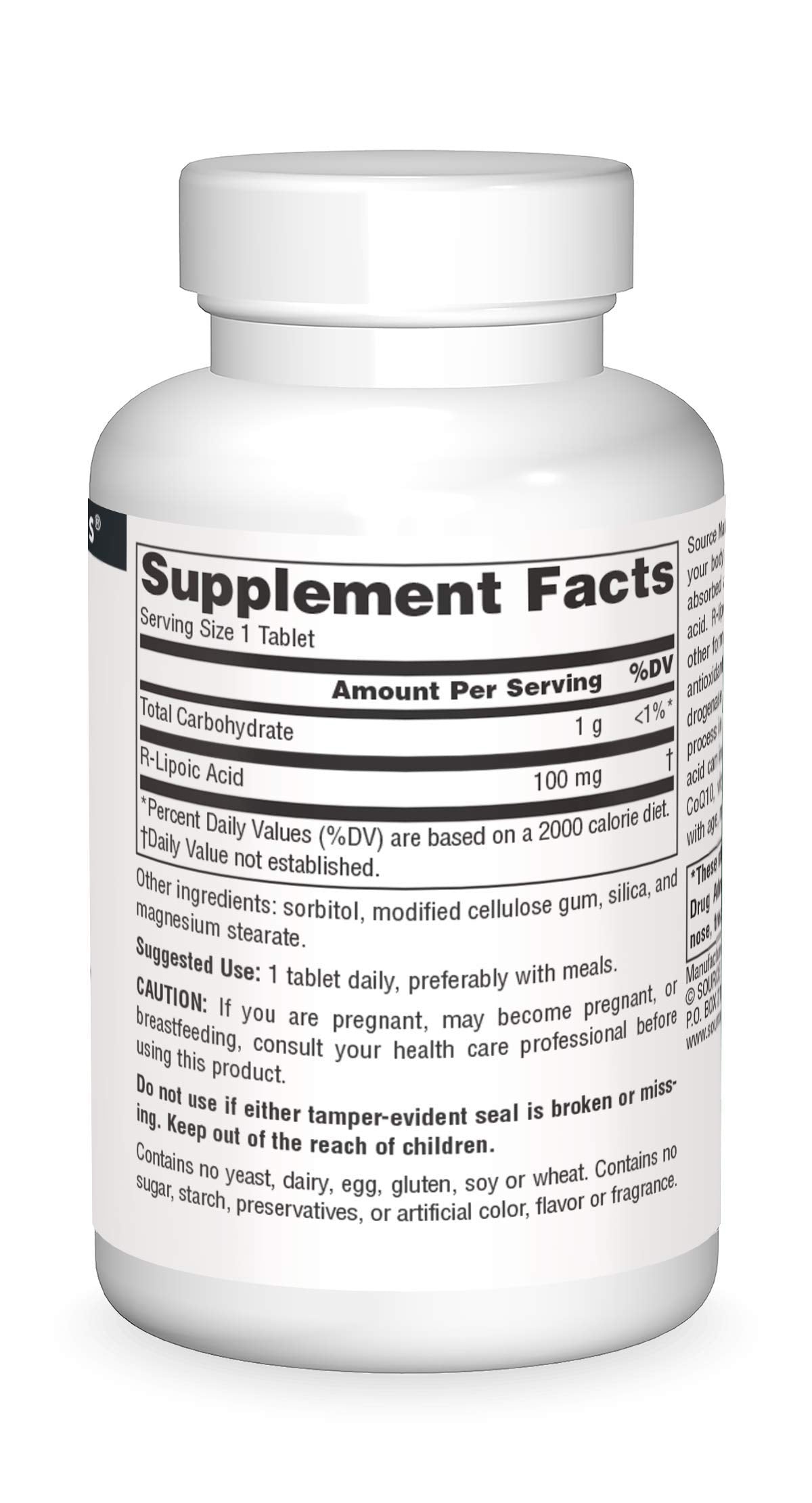 Pre-Order | Arrives in 5–10 Days – Source Naturals R-Lipoic Acid, 100mg - 60 Tablets
