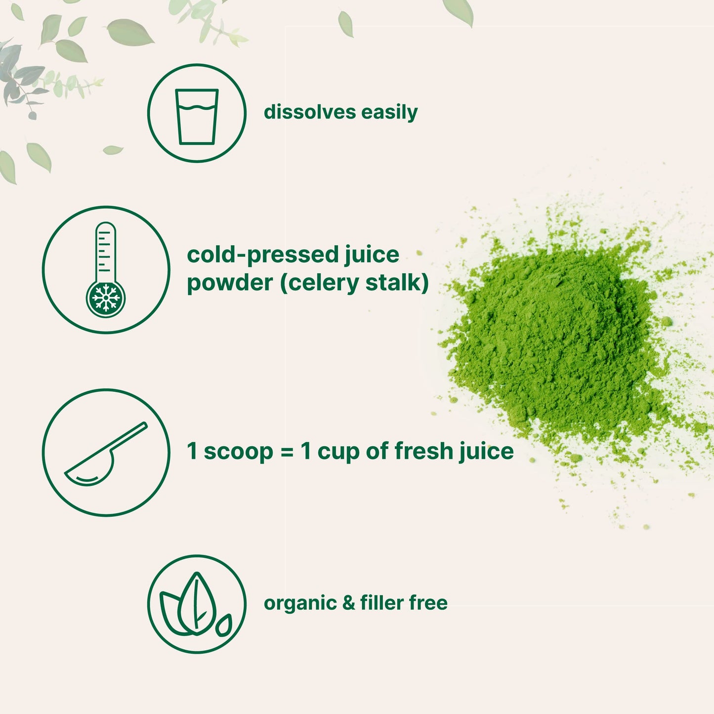 Organic Celery Juice Powder, 20 Ounce (1.25 Pound), 70 Serving, Celery Detox and Cold Pressed, Boosts Immune System, Energy and Supports Gut Health, Rich in Immune Vitamin C and Minerals, Vegan