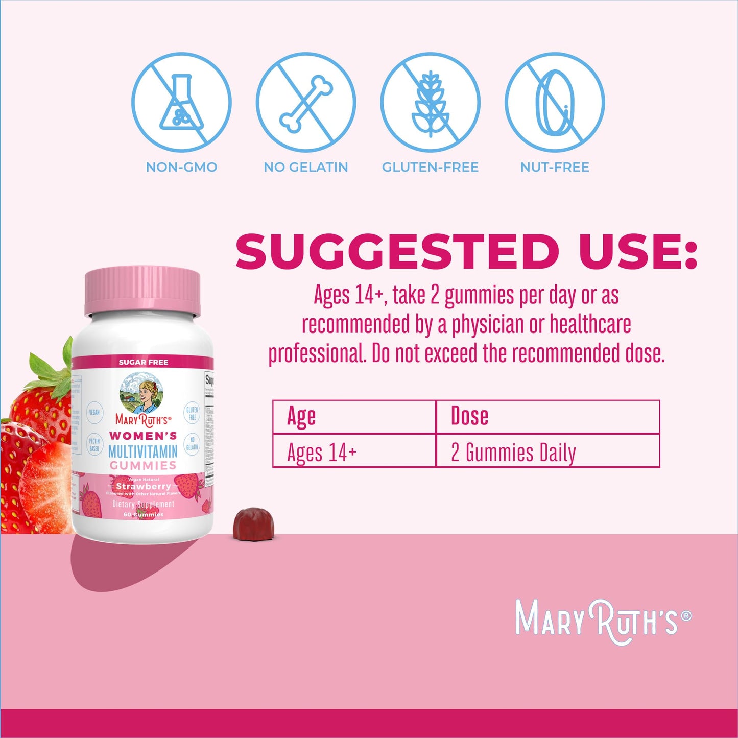 MaryRuth's Multivitamin Gummies for Women (Strawberry) & Iron Liquid (Berry) | Clean Label Project Verified® | Supplements for Beauty, Immunity & Overall Health | Sugar Free, Vegan, Non-GMO