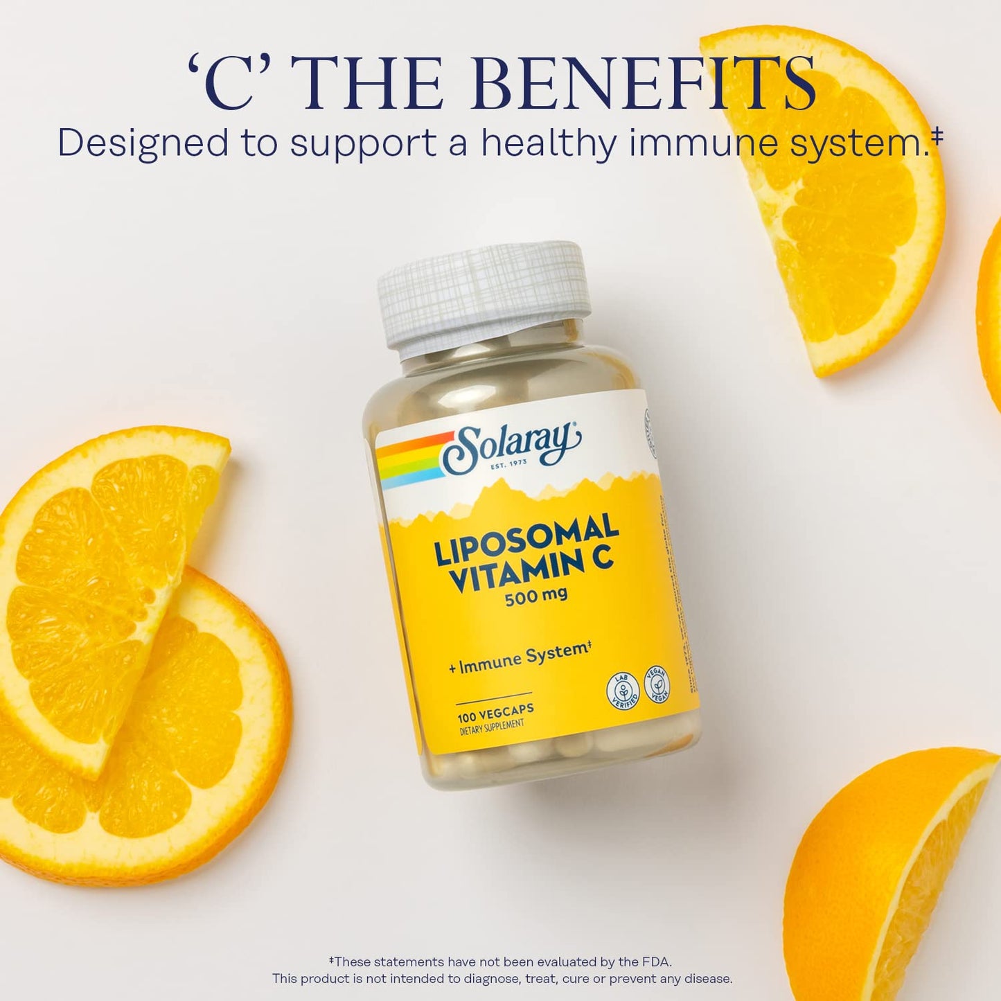 Pre-Order | Arrives in 5–10 Days – SOLARAY Liposomal Vitamin C 500mg - Enhanced Absorption Vitamin C Liposomal Blend with Fatty Acids - Antioxidant and Immune Support Supplement - Vegan, 60-Day Guarantee, 100 Servings, 100 VegCaps