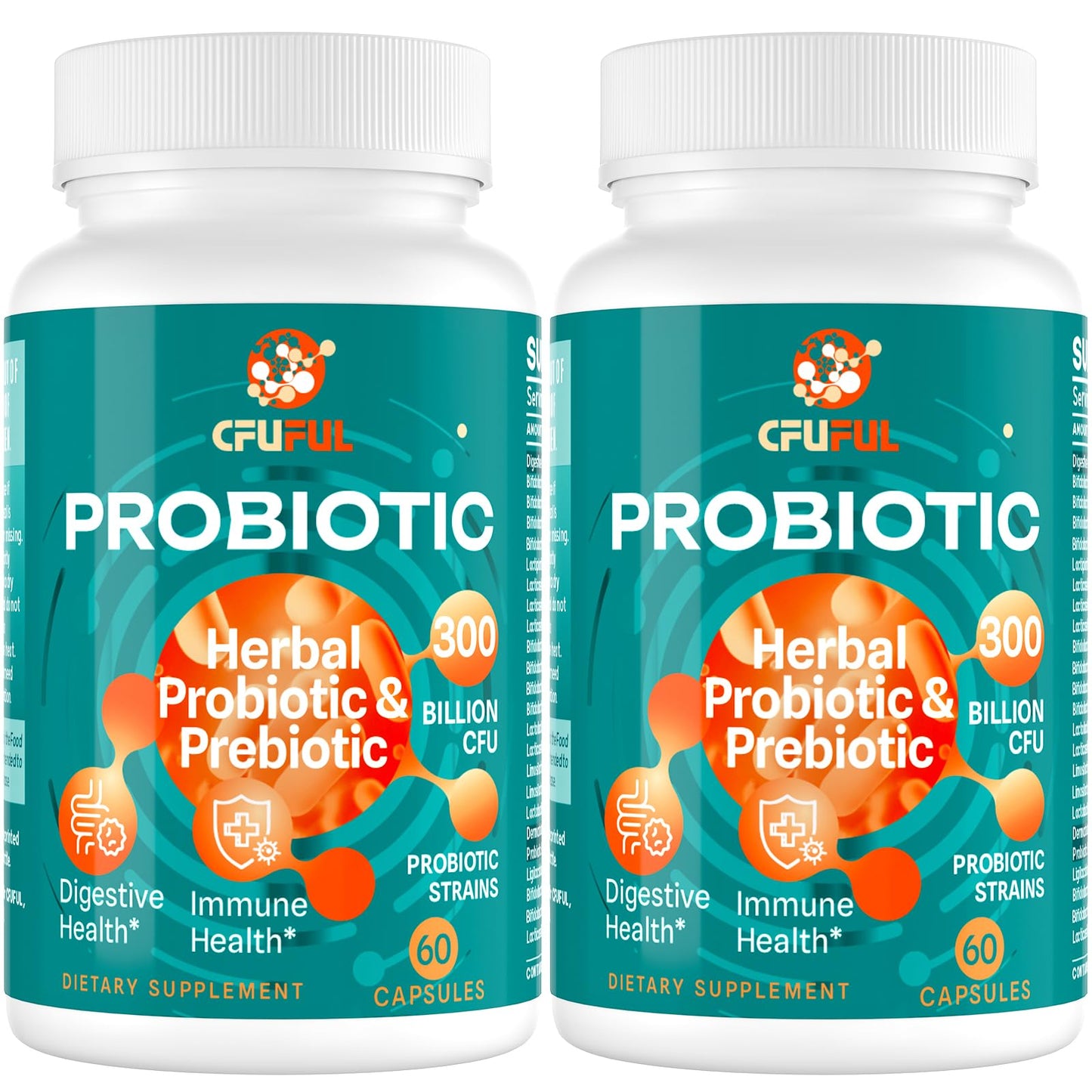 Probiotics for Women & Men - 300 Billion CFU, 24 Strains Probiotic + 15 Organic Herbs Prebiotics Blend, for Overall Digestive Gut Health, Immune, Constipation & Bloating, Shelf Stable - 4 Month Supply
