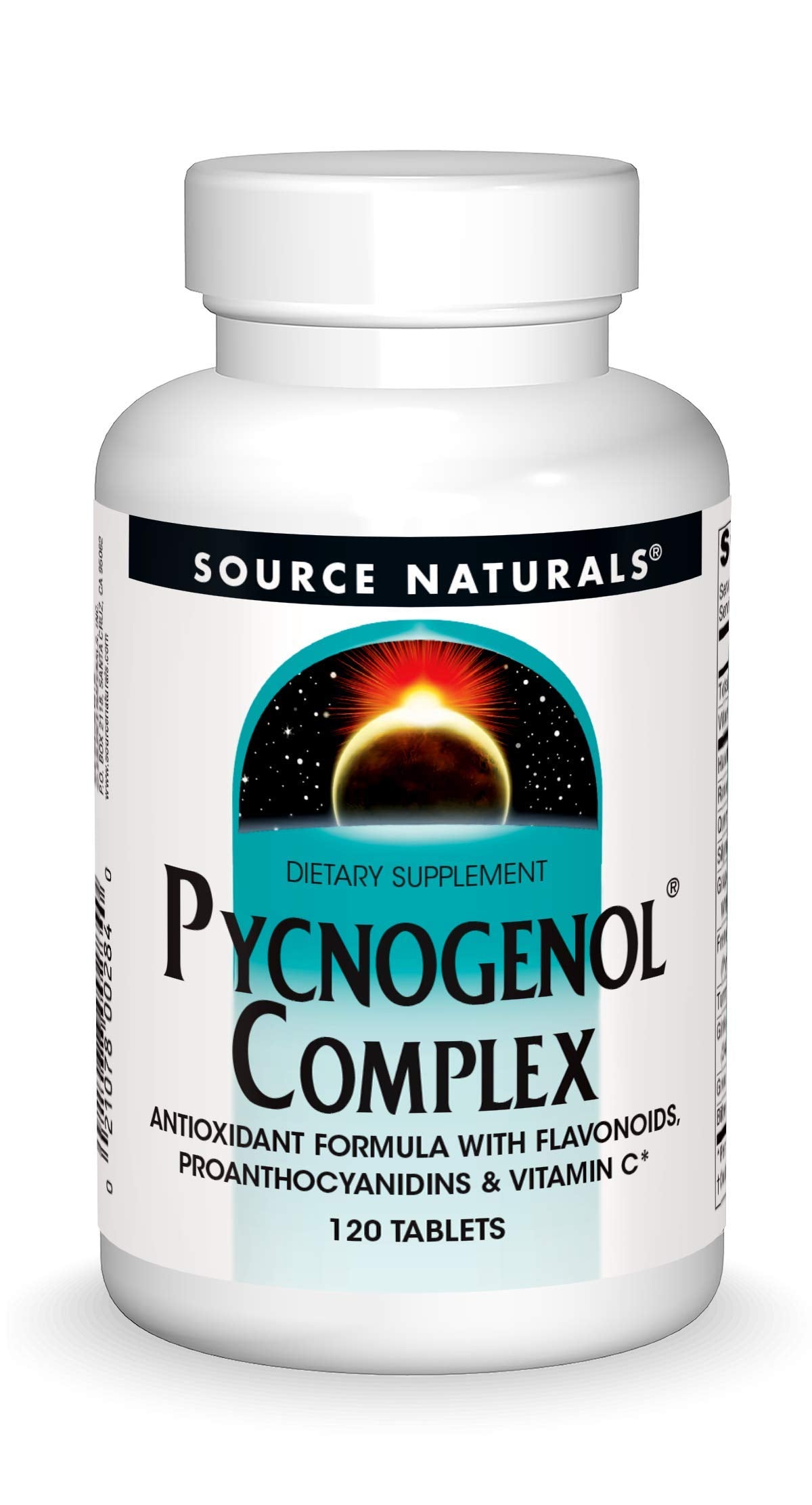 Source Naturals Pycnogenol Complex Antioxidant Formula Rich in Flavonoids, Proanthocyanidins & Vitamin C - 12 Tablets