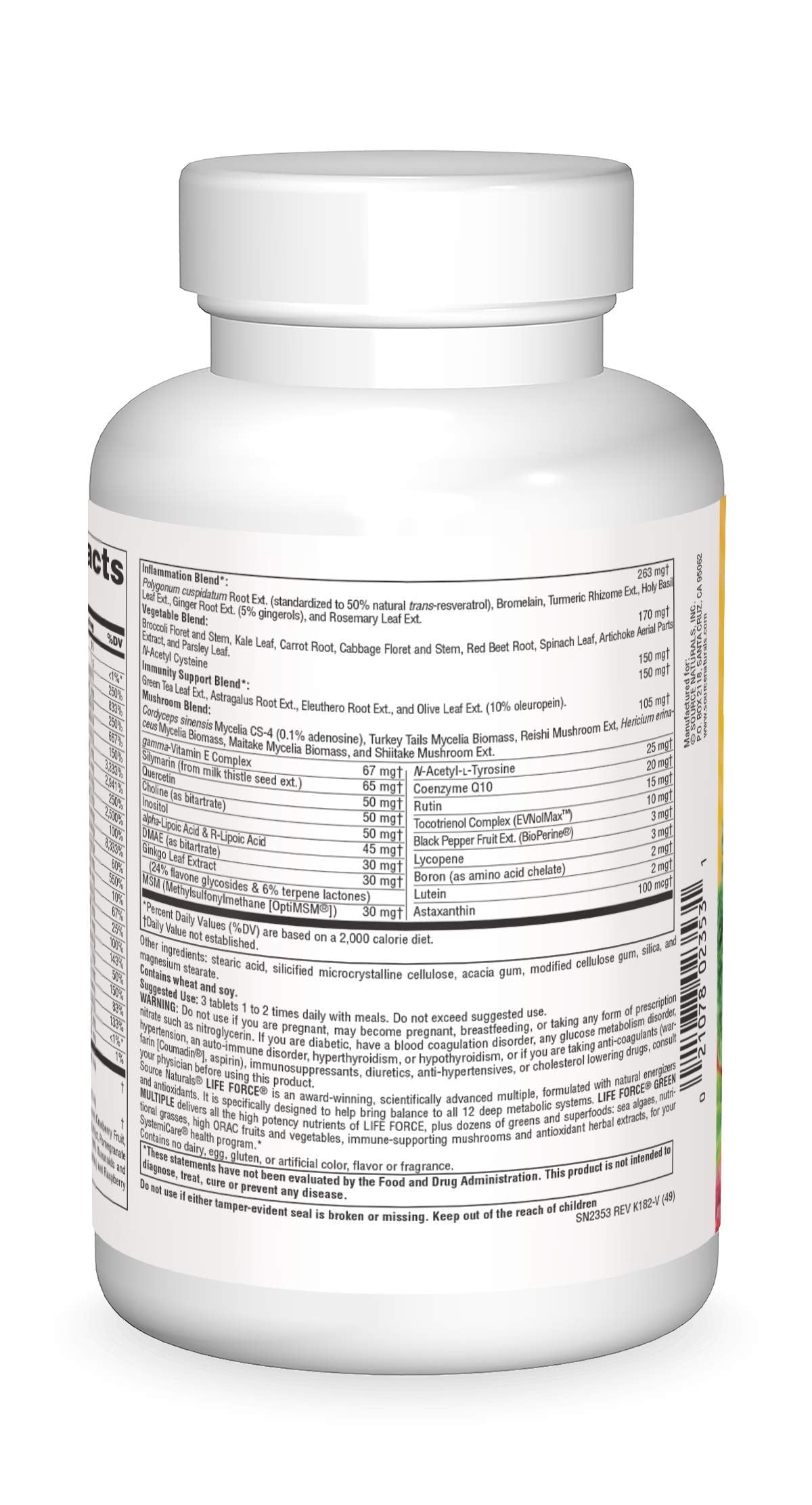 Pre-Order | Arrives in 5–10 Days – Source Naturals Life Force Green Multiple, Energy Activator with Superfoods* -180 Tablets