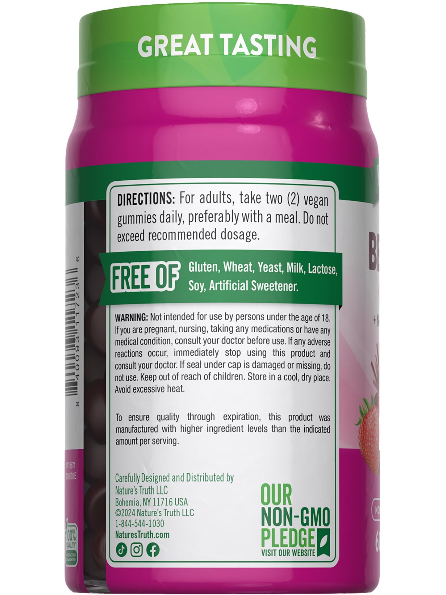 Nature's Truth Beet Root Gummies | 60 Count | Superfood | with Black Pepper | Strawberry Flavor | Vegan, Non-GMO & Gluten Free Supplement