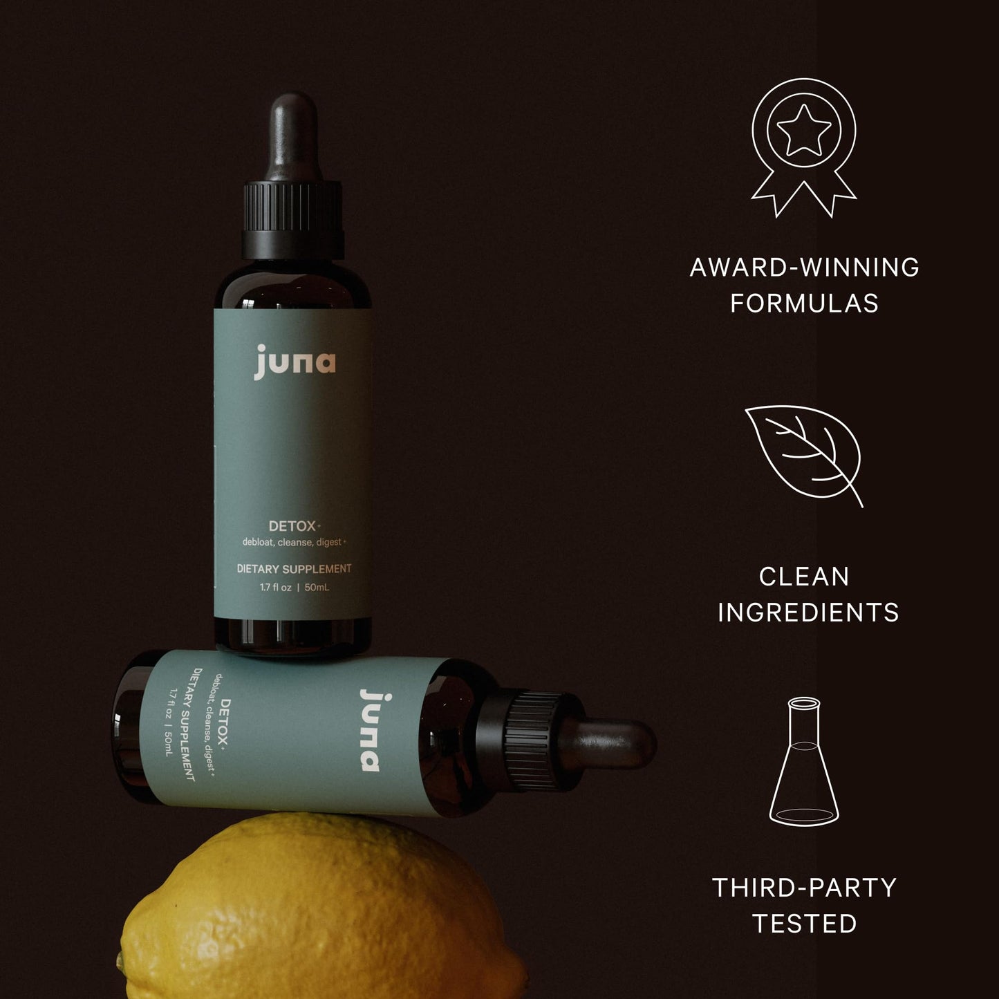 Juna Chlorophyll Liquid Drops, 3X Potency Concentration - Detox, Debloat, Cleanse, Internal Deodorant, Energy & Cellular Support Supplement - Fresh Minty Lemon Taste