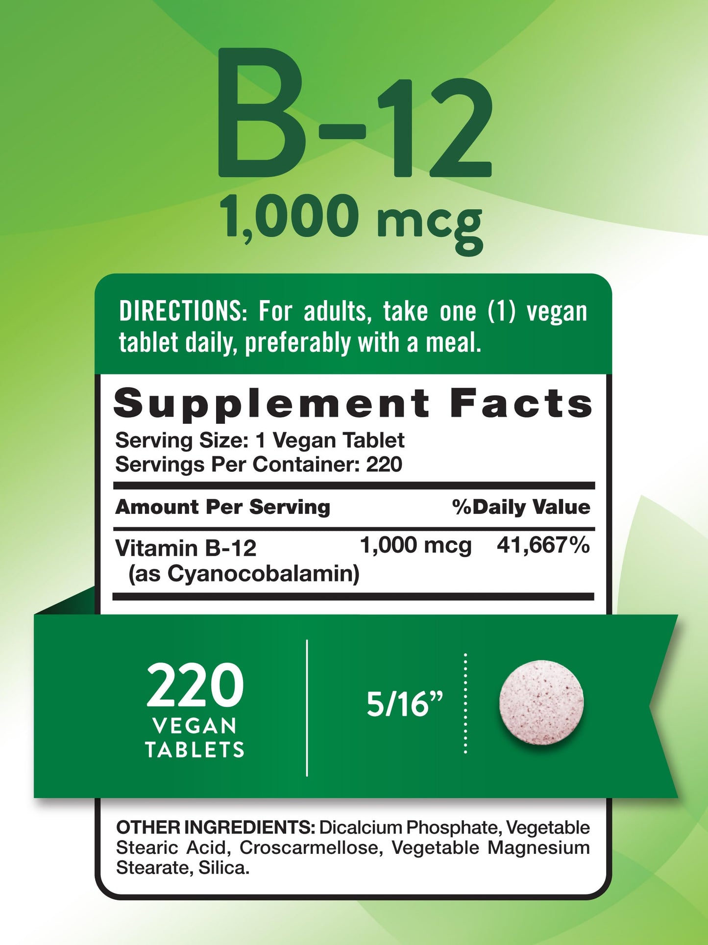 Nature's Truth Vitamin B12 Tablets | 1000 mcg | 220 Count | Vegan, Non-GMO & Gluten Free Supplement