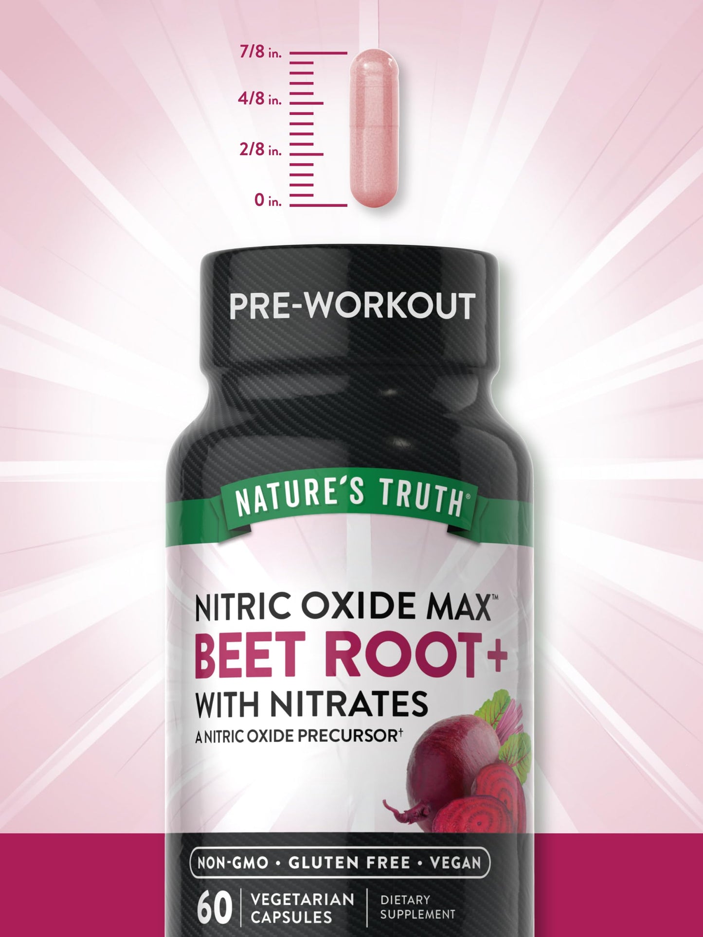 Nature's Truth Beet Root Capsules | 60 Count | Nitric Oxide for Men and Women | Vegan, Non-GMO & Gluten Free Supplement