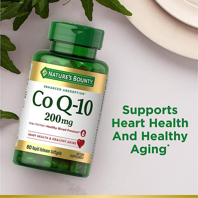 Nature’s Bounty CoQ10 200 mg Softgels, Heart Health & Cellular Energy Support, Twin Pack, 160 Rapid Release Softgels