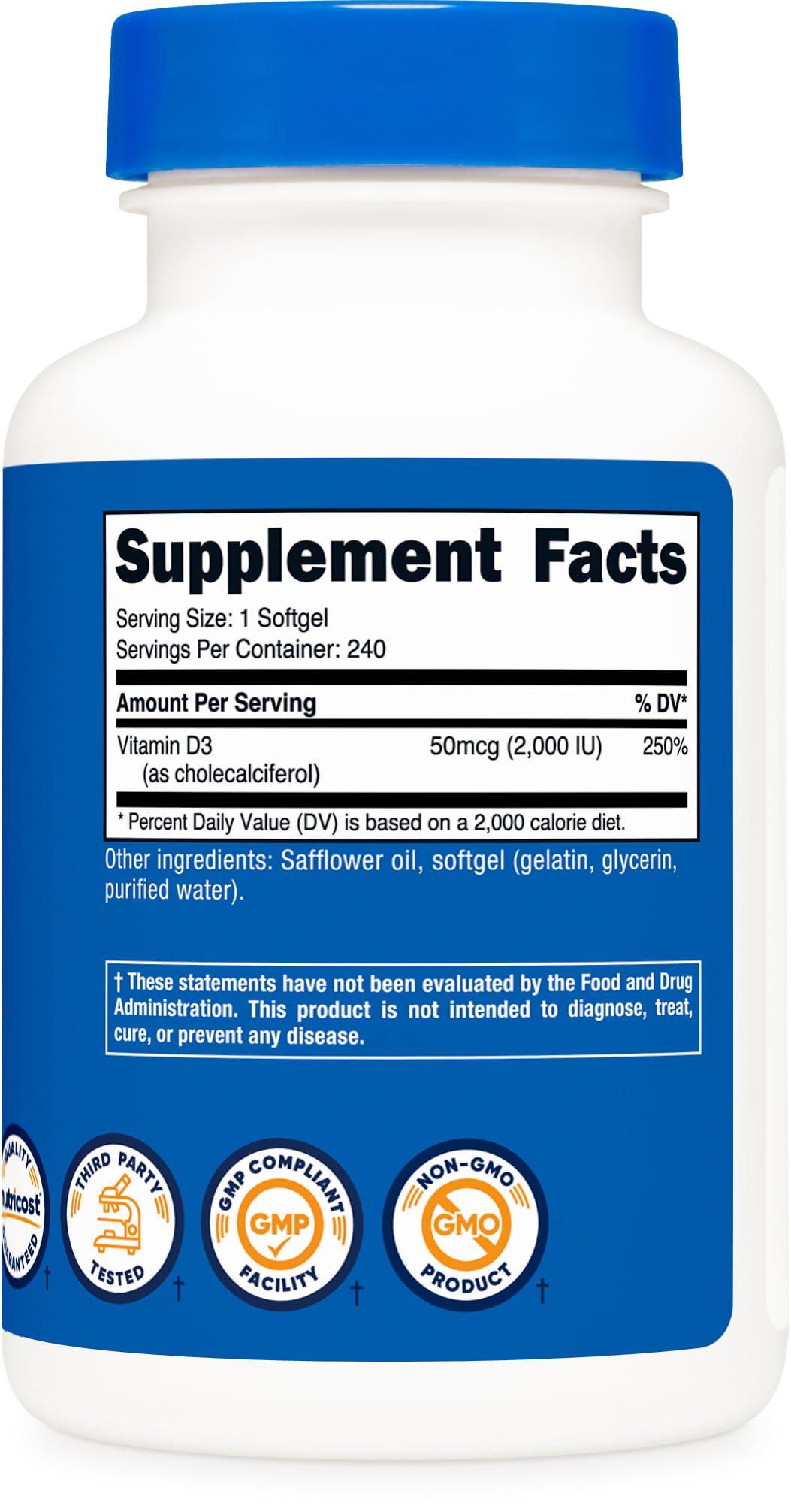Pre-Order | Arrives in 5–10 Days – Nutricost Vitamin D3 2000 iu Softgels, 240 Softgels - Non-GMO & Gluten Free