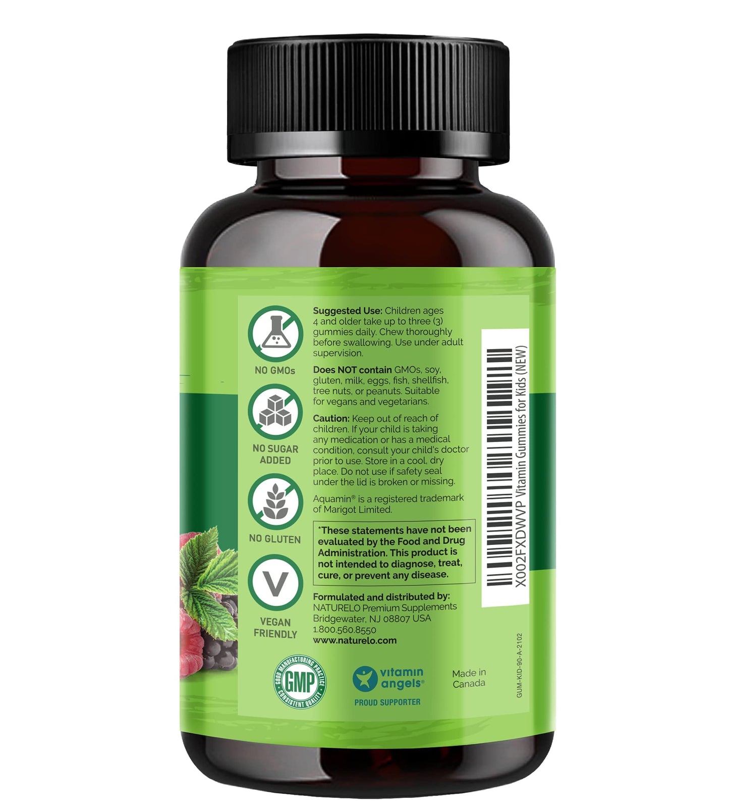 NATURELO Whole Food Vitamin Gummies for Kids - Chewable Gummy Multivitamin for Children - Non-GMO - with Vitamins & Minerals - 90 Vegan Gummies