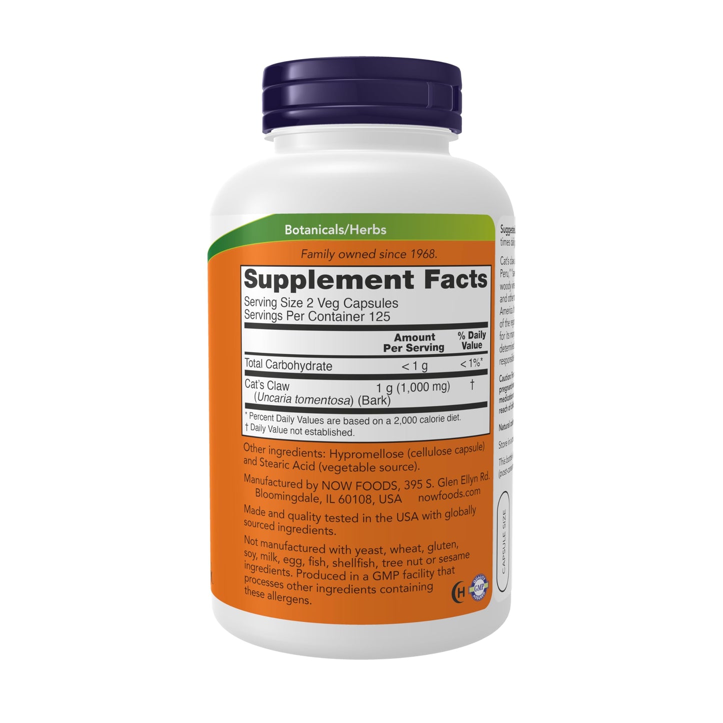 NOW Supplements, Cat's Claw 500 mg, Non-GMO Project Verified, Herbal Supplement, 250 Count (Pack of 1)