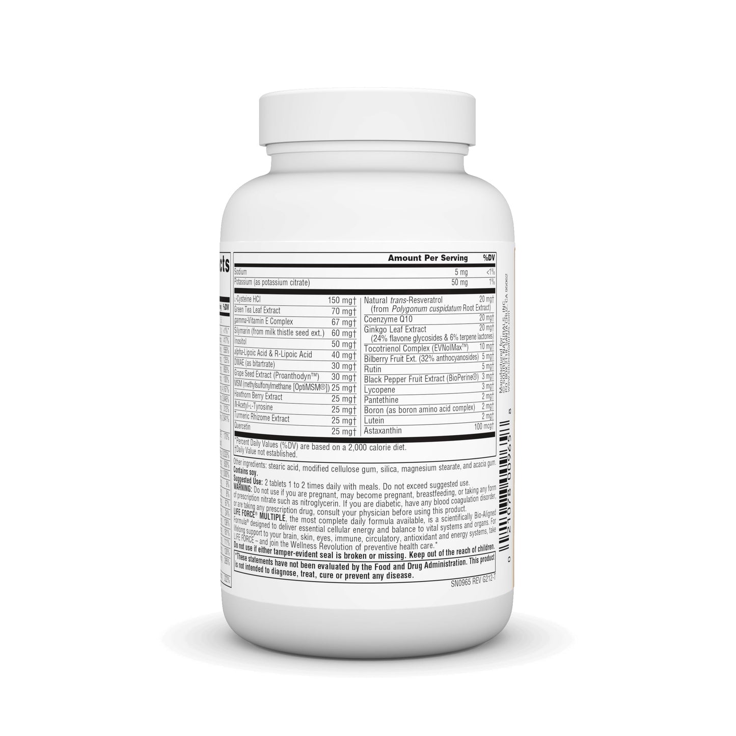 Pre-Order | Arrives in 5–10 Days – Source Naturals Life Force Multiple Iron Free Daily Multivitamin High Potency Essential Vitamins, Minerals, Antioxidants & Nutrients - Energy & Immune Boost - 60 Tablets