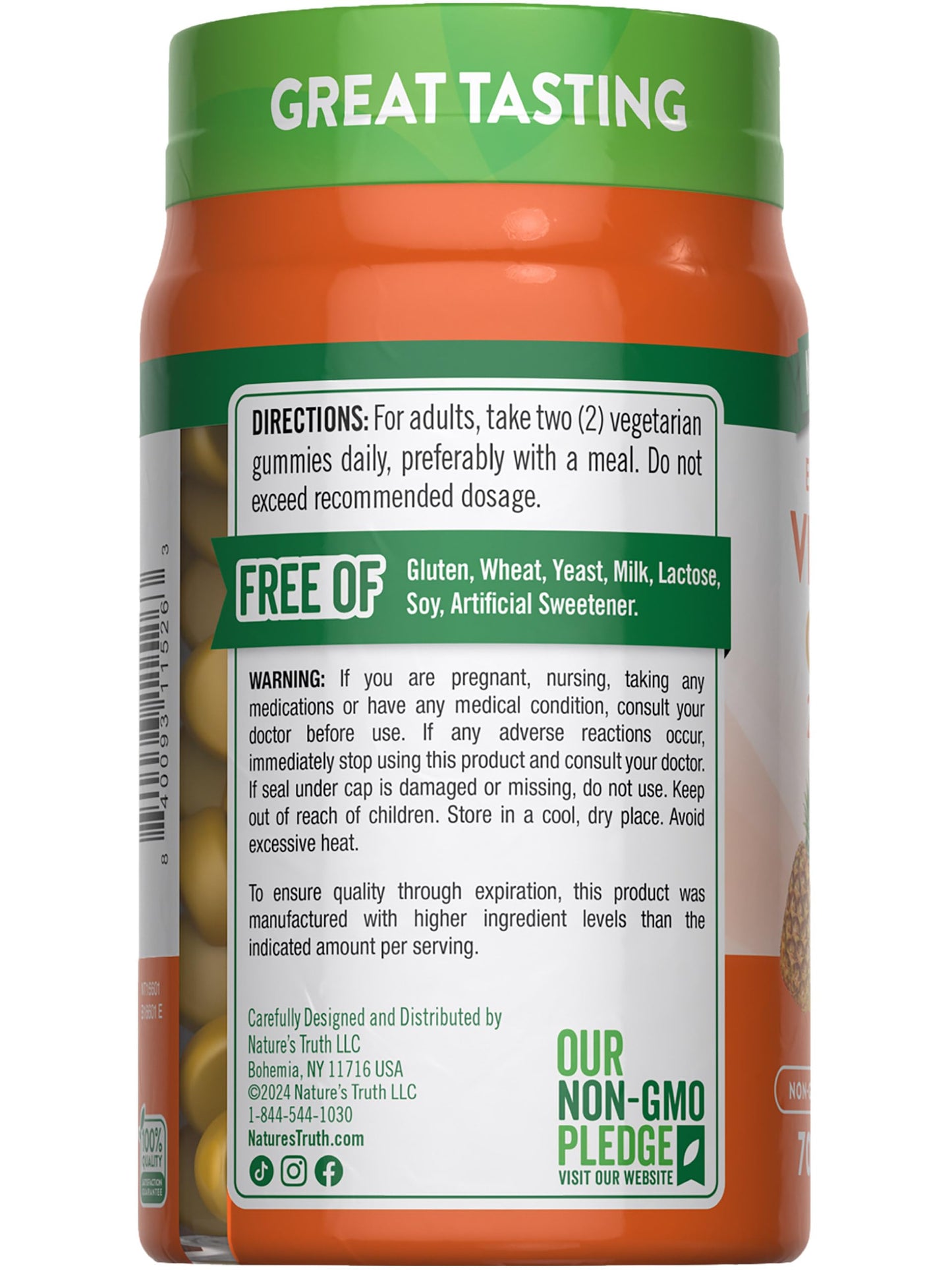 Nature's Truth Vitamin D3 Gummies | 2000 IU | 70 Count | Pineapple Flavor | Vegetarian, Non-GMO and Gluten Free Supplement