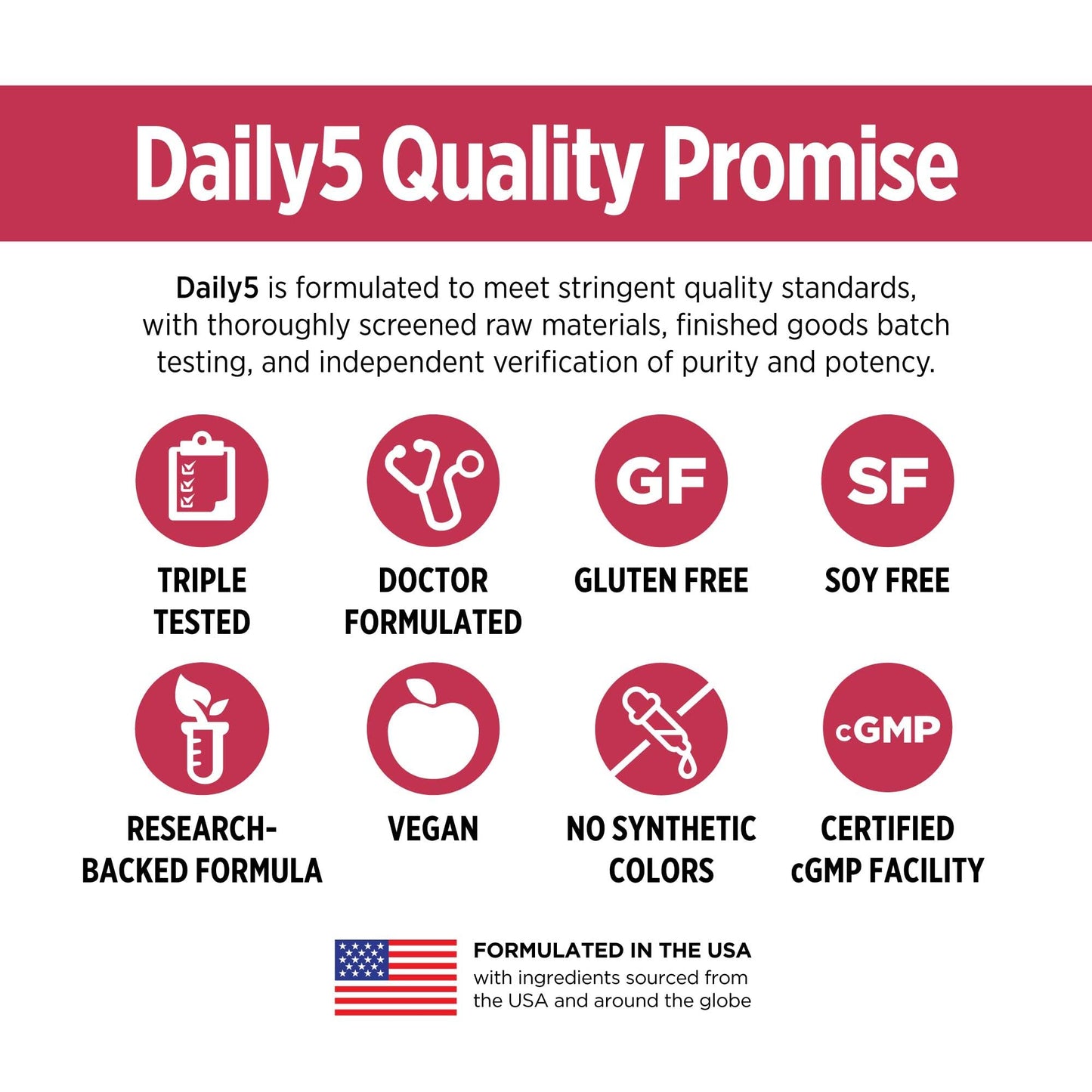 DOCTORS' PREFERRED Daily5 with Must-Have Clinically Validated Ingredients That Cover The Vital Areas for Good Health and Living Younger—Heart, Joints, Circulation, 90 Vegan Capsules