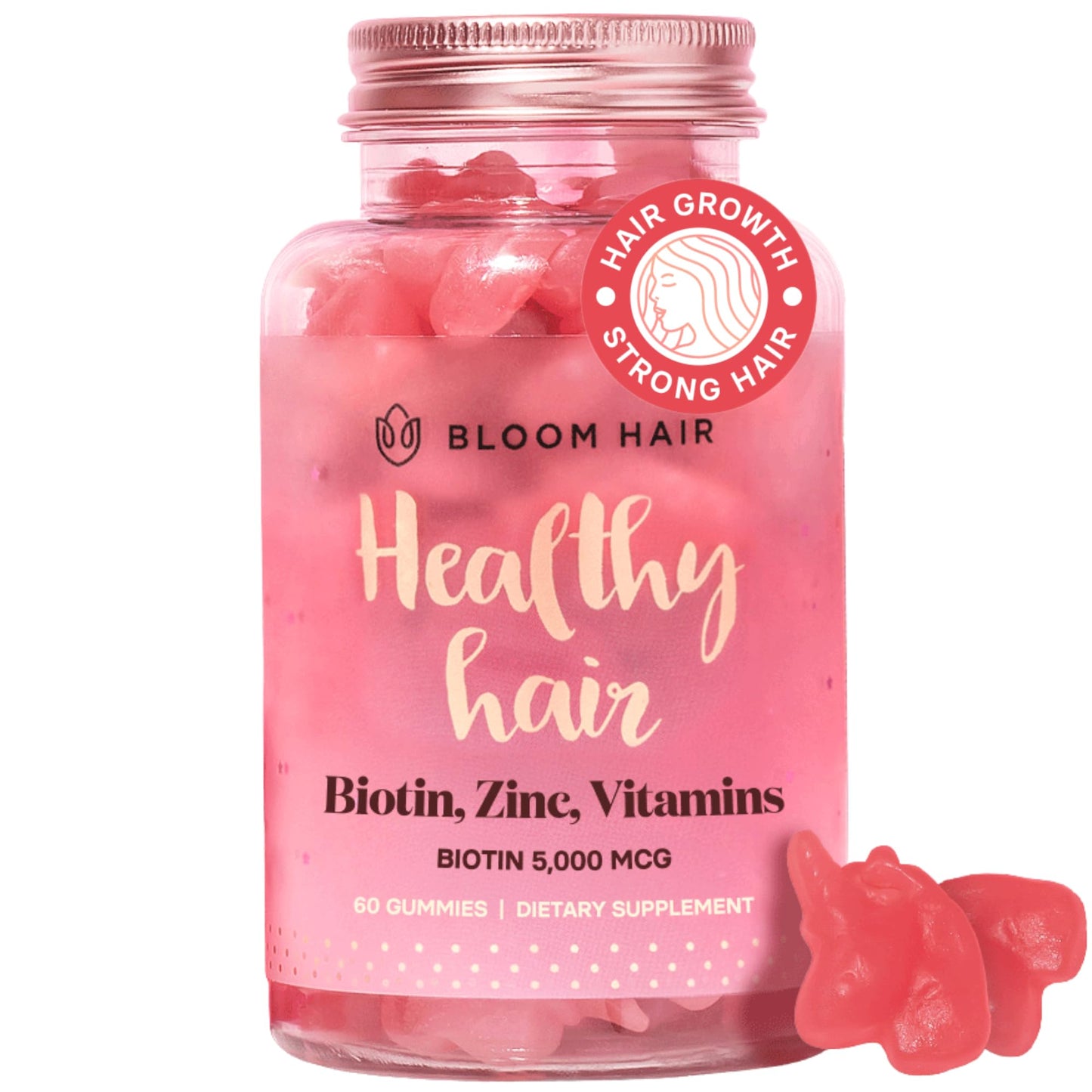 Bloom Hair Gummies Hair Vitamins for Faster Hair Growth - Hair Skin and Nails Vitamins & Biotin Vitamin - Supplement for Women & Biotin Gummies for Hair Growth