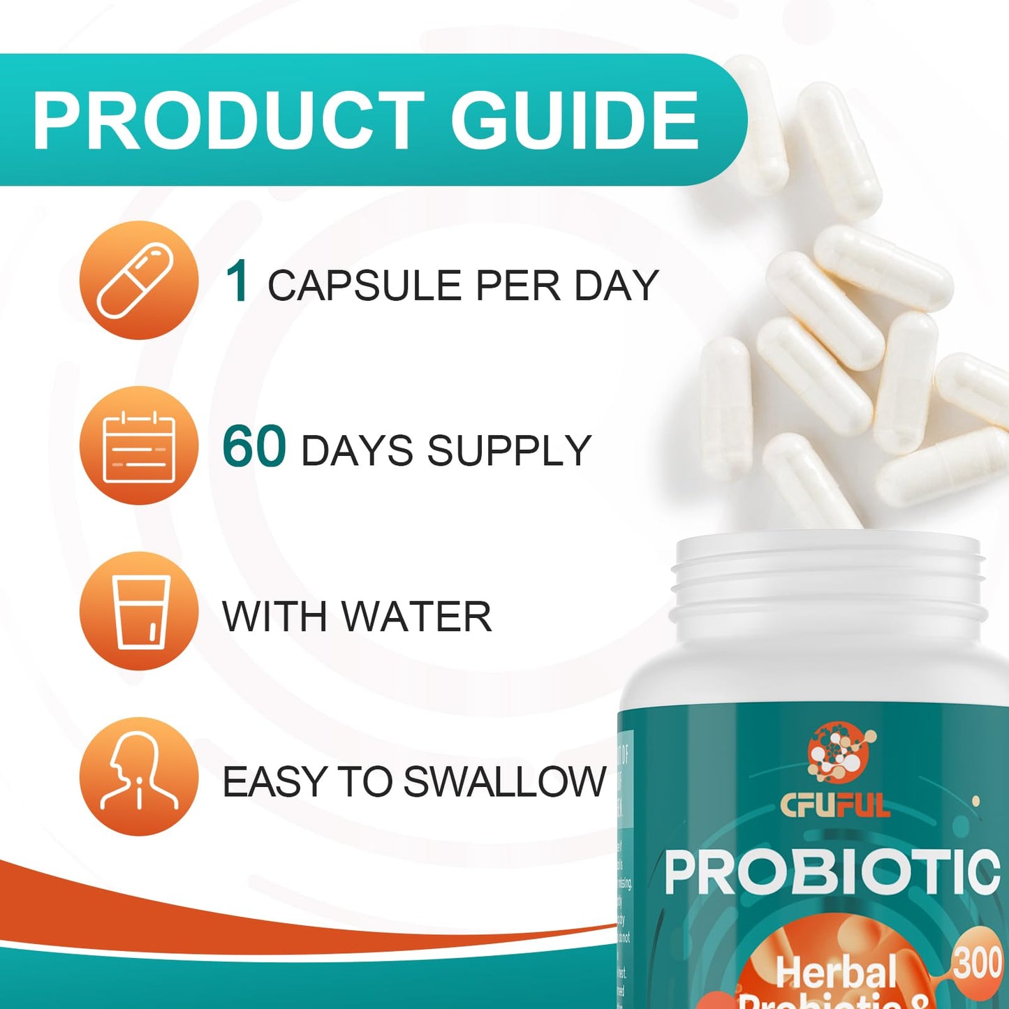 Probiotics for Women & Men - 300 Billion CFU, 24 Strains Probiotic + 15 Organic Herbs Prebiotics Blend, for Overall Digestive Gut Health, Immune, Constipation & Bloating, Shelf Stable - 4 Month Supply