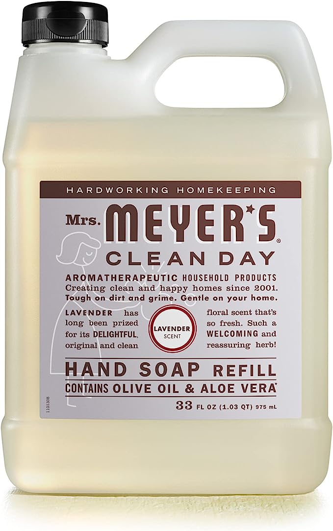 Mrs. Meyer's Hand Soap Refill, Made with Essential Oils, Biodegradable Formula, Lavender, 33 fl. oz