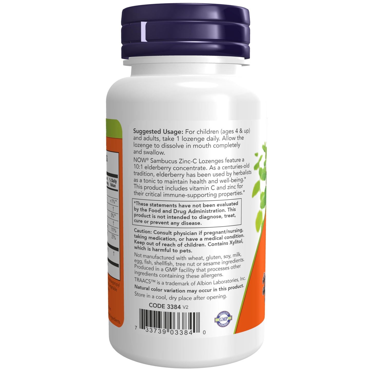 NOW Foods Supplements, Sambucus Zinc-C with Elderberry Concentrate and Vitamin C, 60 Lozenges