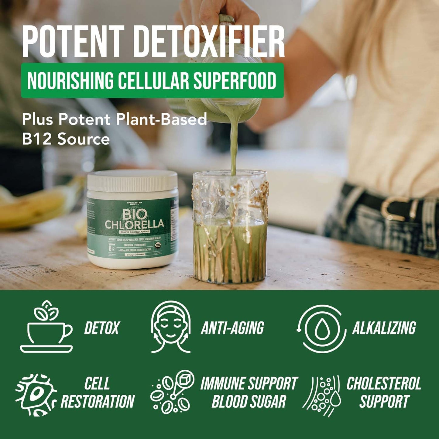 Organic Chlorella Powder – Raw & Sun-Grown – Nutrient-Dense Green Algae with CGF (Chlorella Growth Factor), Supports Overall Well-Being and Vitality – Vegan-Friendly – 75 Servings (225g)
