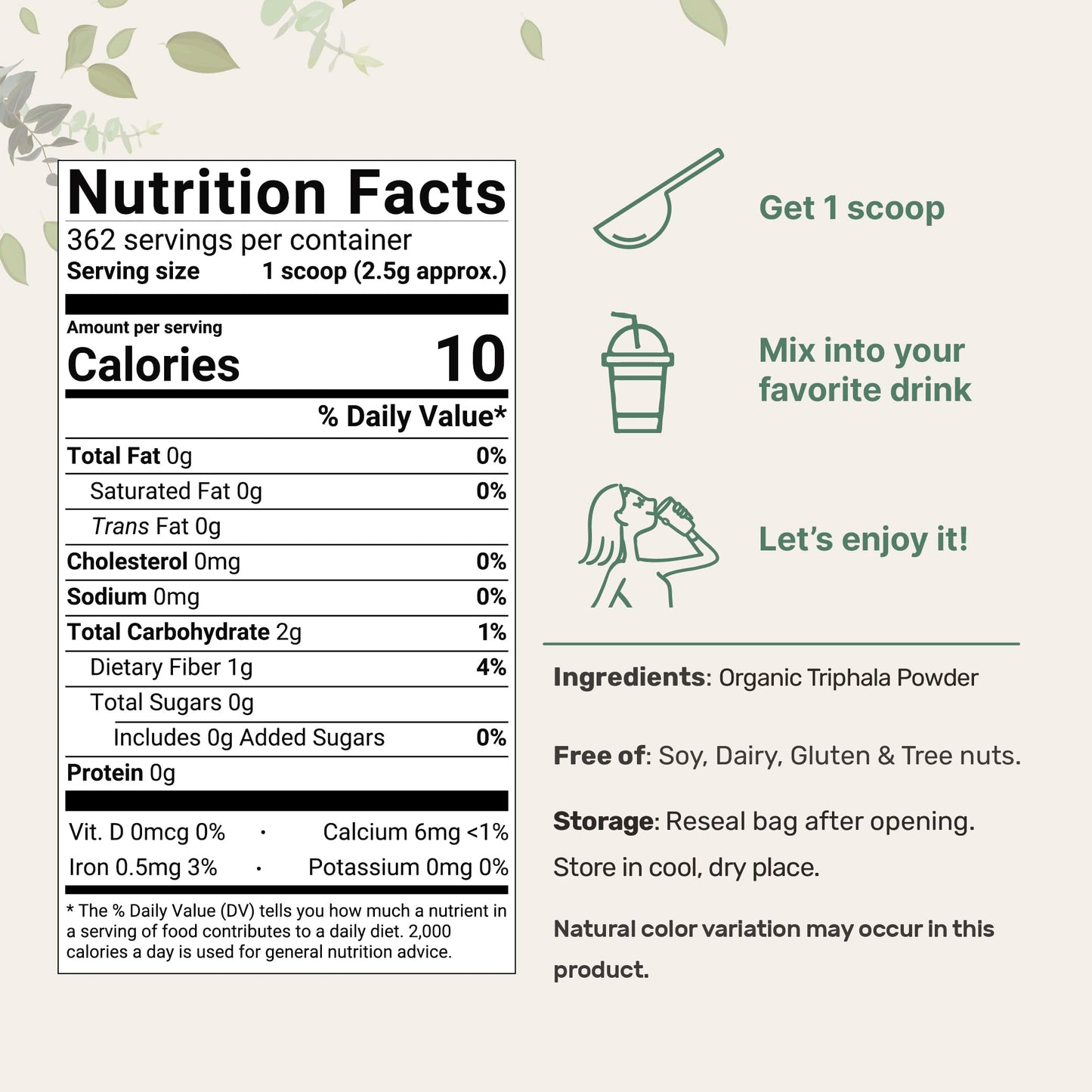 Micro Ingredients Organic Triphala Powder, 2 Pounds (Amla + Haritaki + Bibhitaki) | India Origin, Herbal Adaptogen Supplement, Supports Colon & Immune Health | Vegan, No GMOS