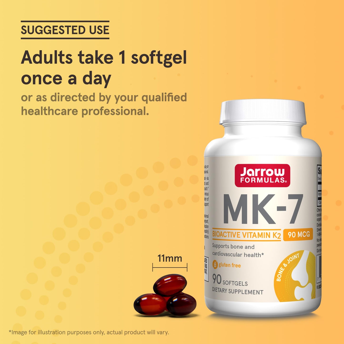 Jarrow Formulas MK-7 90 mcg - Bioactive Form of Vitamin K2 - 90 Servings (Softgels) - For Bone & Cardiovascular Health - Vitamin K2 MK-7 Dietary Supplement - K2 Vitamin Supplement MK-7 - Gluten Free