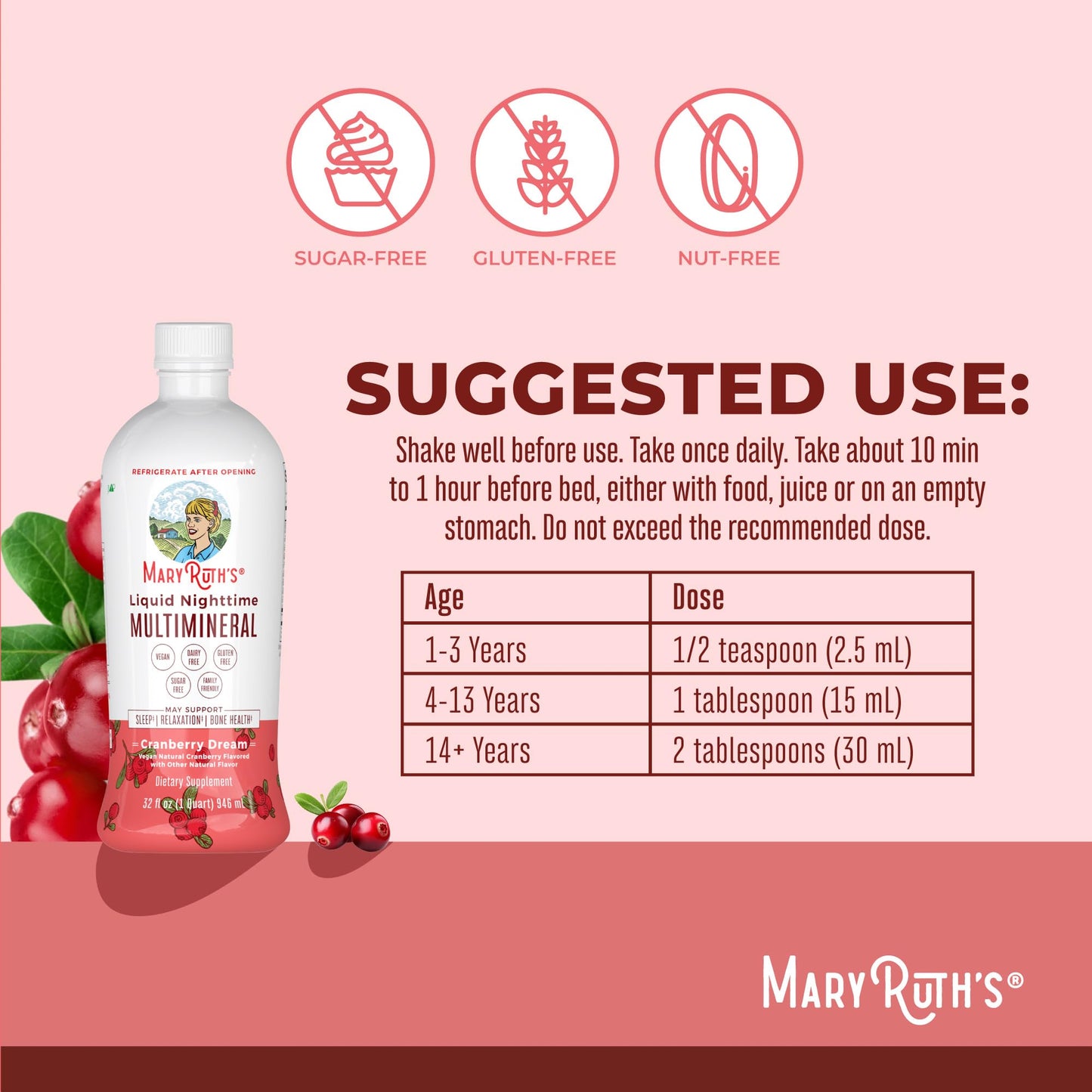 MaryRuth's Liquid Morning Multivitamin (Fruit Punch) & Liquid Nighttime Multimineral (Cranberry) | Clean Label Project Verified® | Vegan Vitamins for Energy, Bedtime, & Overall Health
