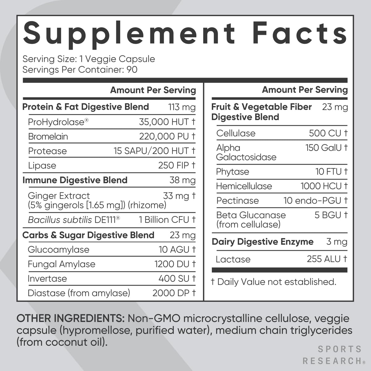 Sports Research Triple Strength Omega 3 EPA & DHA Fish Oil 1250mg Burpless Supplement (30 Softgels) and Digestive Enzymes with Probiotics & Ginger Plant Based Vegan Friendly (90 Veggie Capsules)