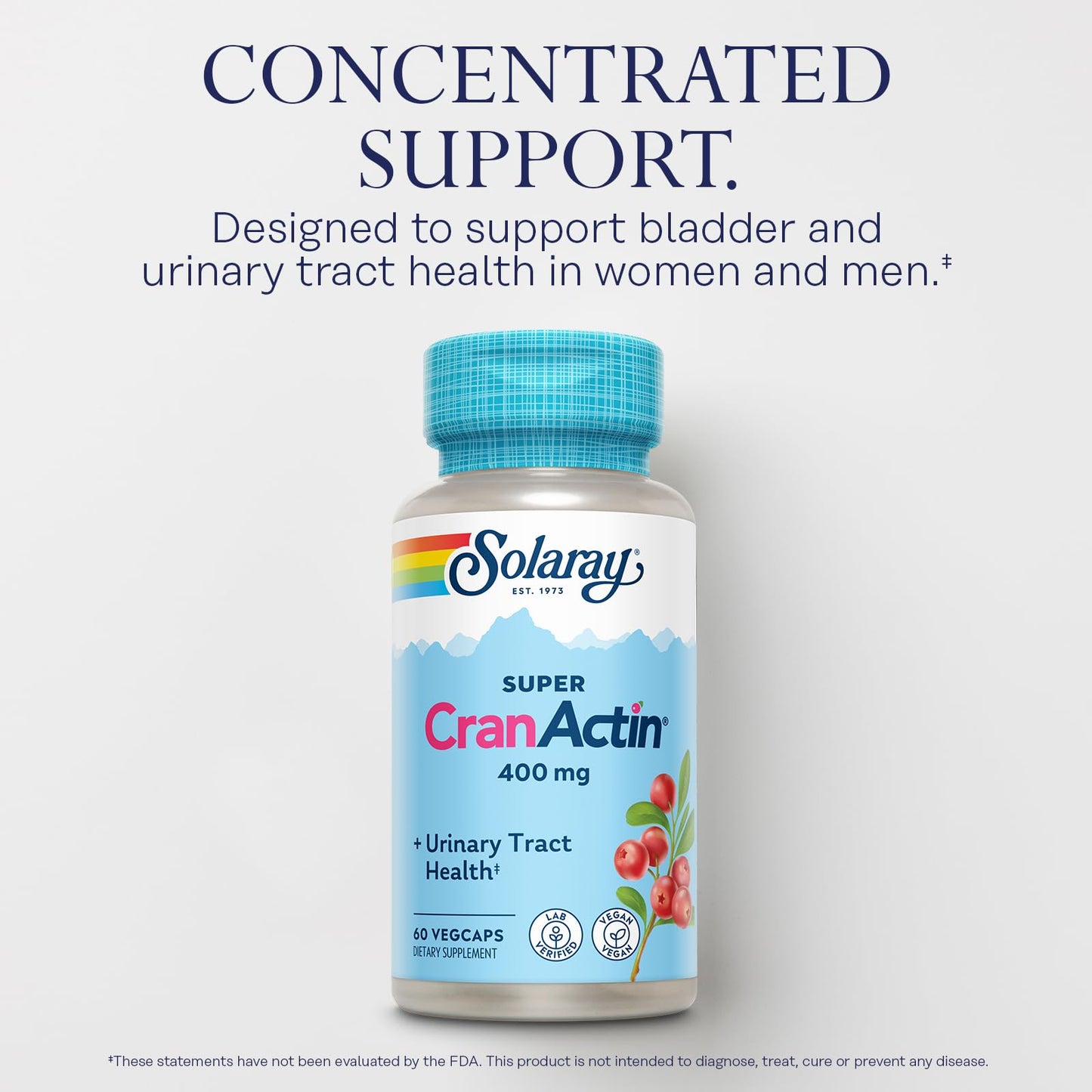 Pre-Order | Arrives in 5–10 Days – SOLARAY Super CranActin Cranberry Extract 400mg | Healthy Urinary Tract Support | with Added Vitamins | 60 VegCaps