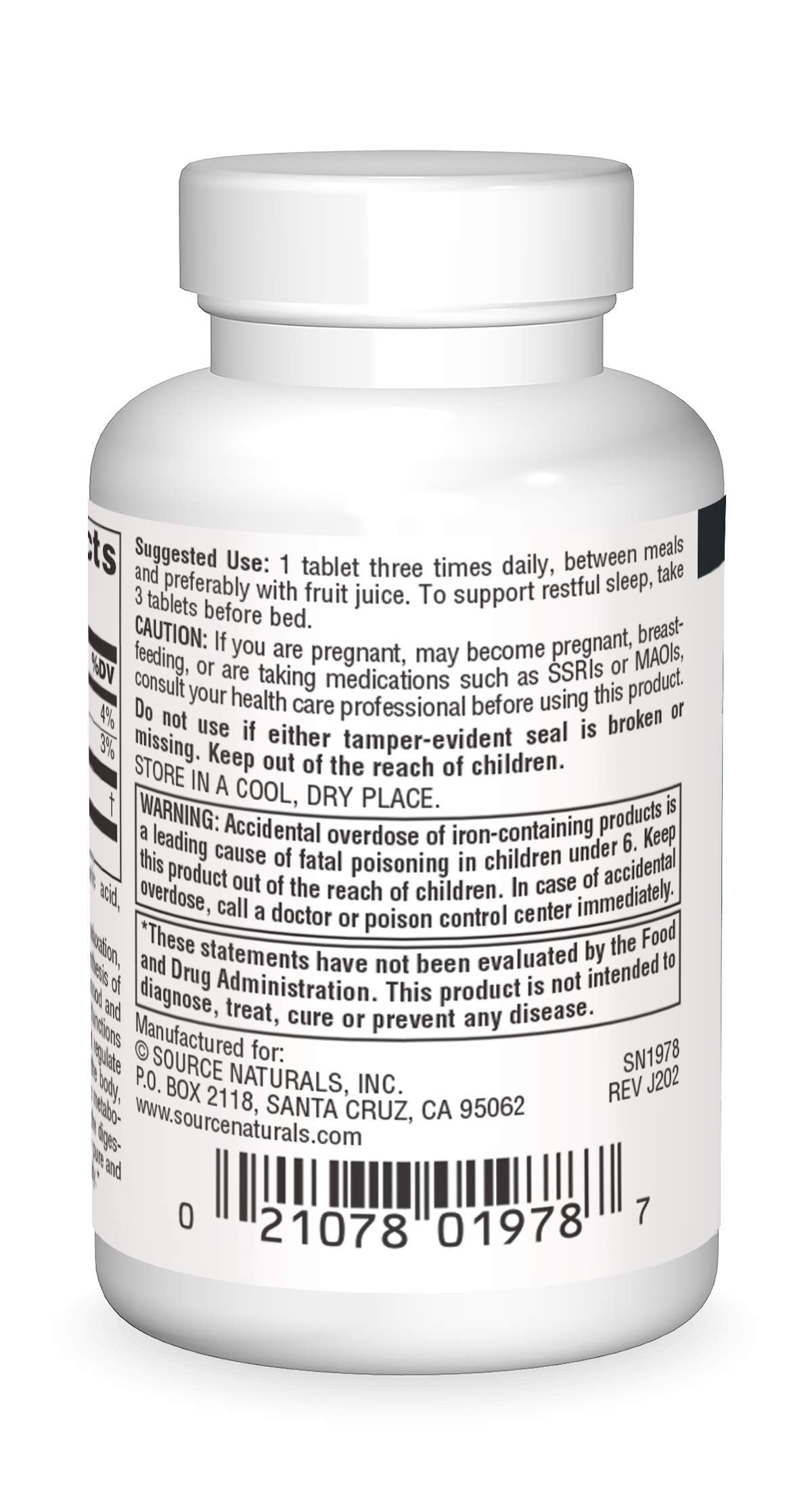 Pre-Order | Arrives in 5–10 Days – Source Naturals L-Tryptophan, for Mood, Relaxation, and Sleep*, 500mg - 30 Tablets