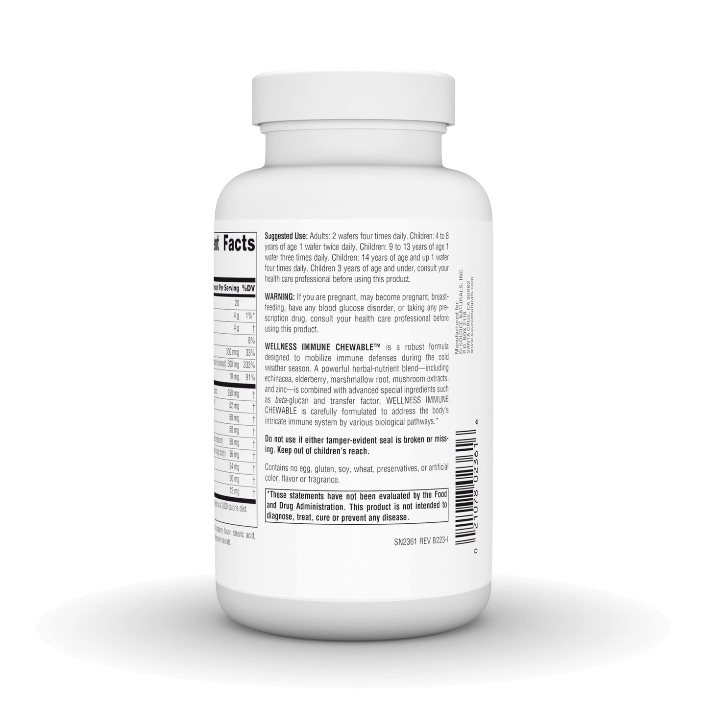 Pre-Order | Arrives in 5–10 Days – Source Naturals Wellness Immune Chewable, Great-Tasting Defense Complex* - 60 Wafers