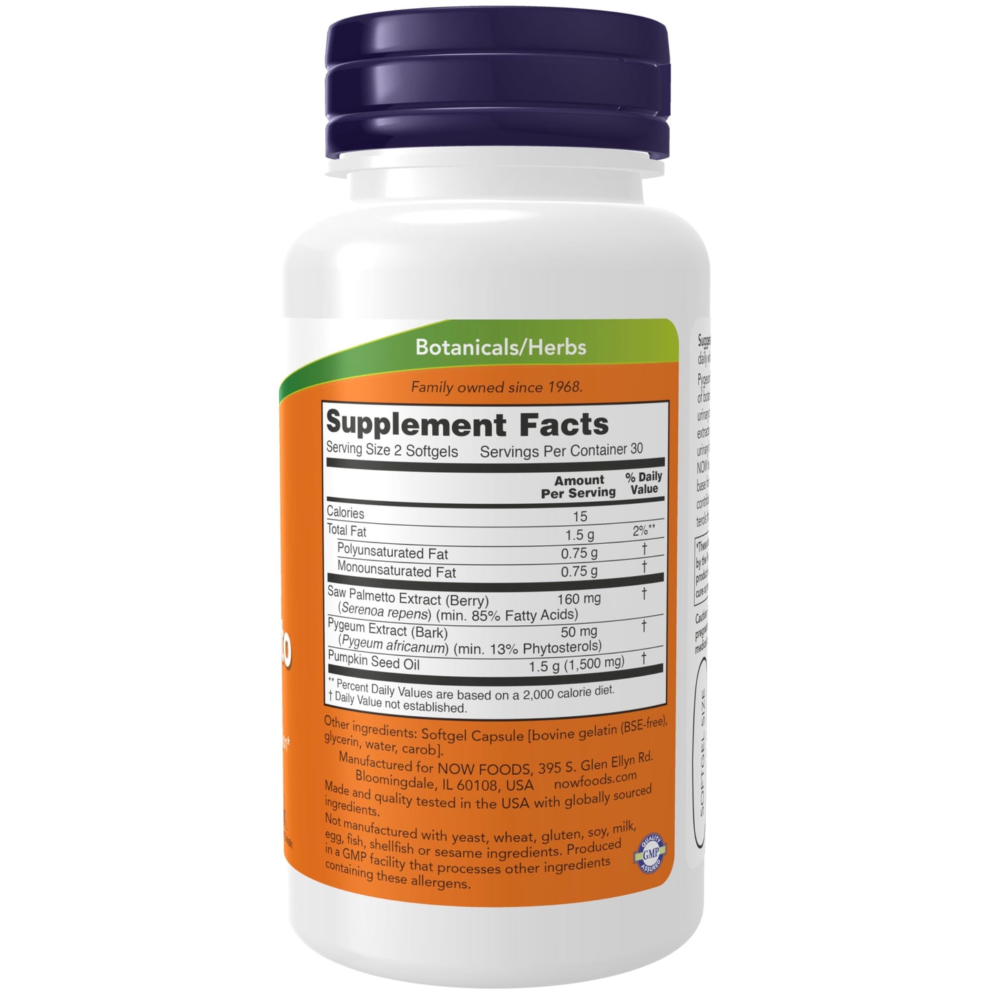 NOW Foods Supplements, Pygeum & Saw Palmetto with Pumpkin Seed Oil, Men's Health*, 60 Softgels