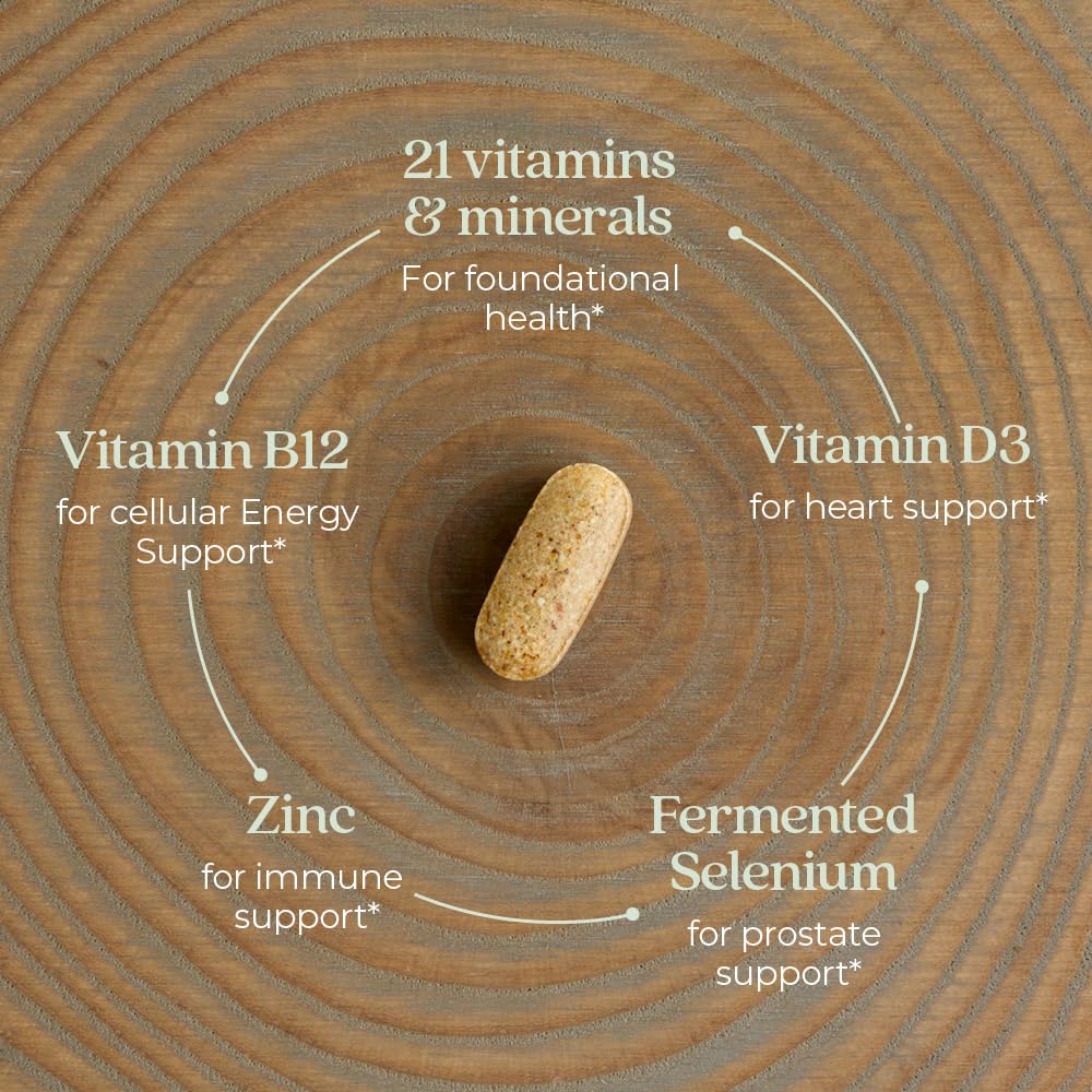 New Chapter Men's Multivitamin for Immune, Stress, Heart + Energy Support with Fermented Nutrients - Every Man's One Daily, Made with Organic Vegetables & Herbs, Non-GMO, Gluten Free - 72 ct