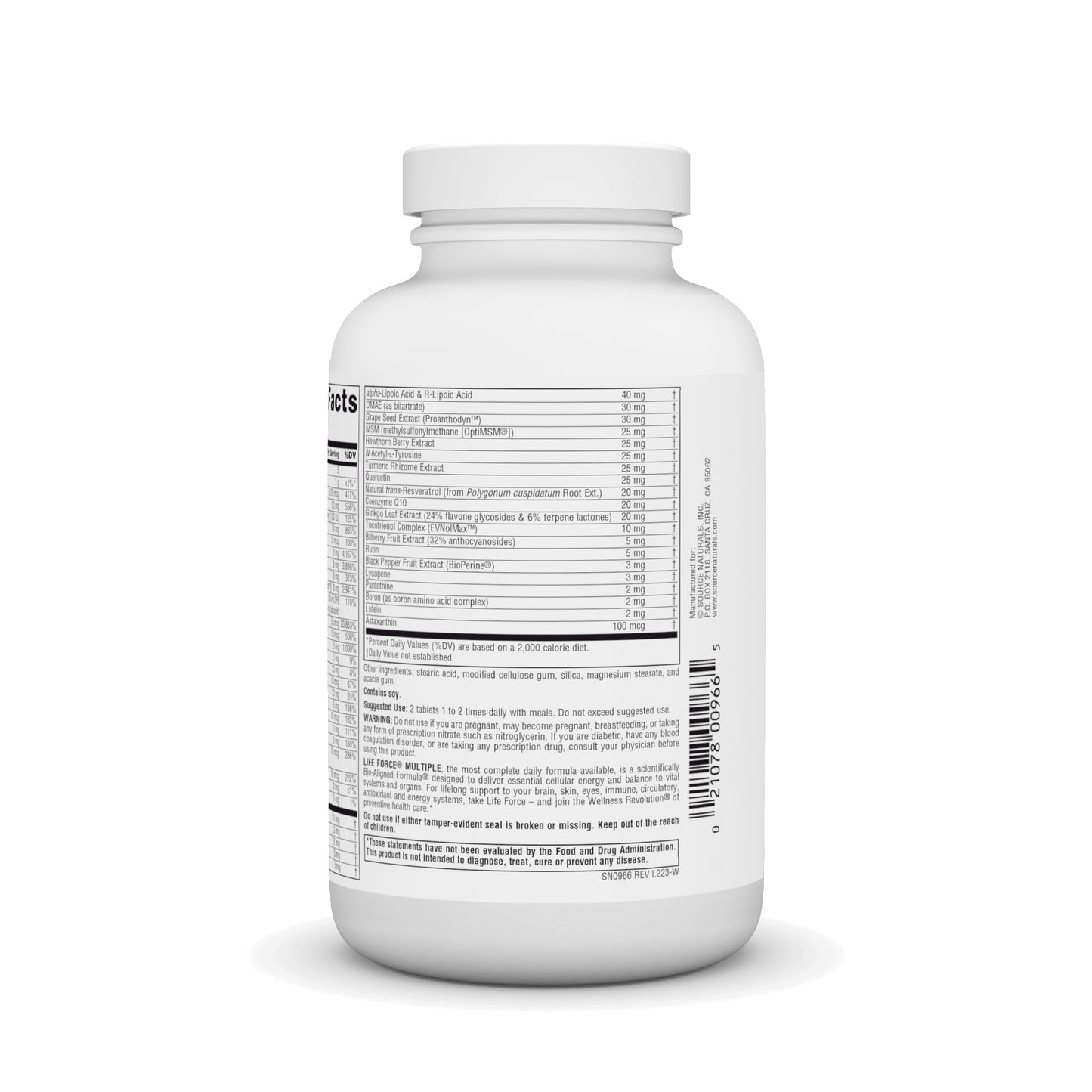 Pre-Order | Arrives in 5–10 Days – Source Naturals Life Force Multiple Iron Free Daily Multivitamin High Potency Essential Vitamins, Minerals, Antioxidants & Nutrients - Energy & Immune Boost - 120 Tablets