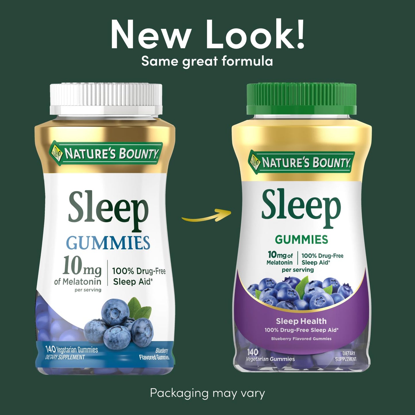 Nature's Bounty 10 mg Melatonin Gummy, 100% Drug Free Sleep Supplement, 10 mg, Blueberry, 140 Ct