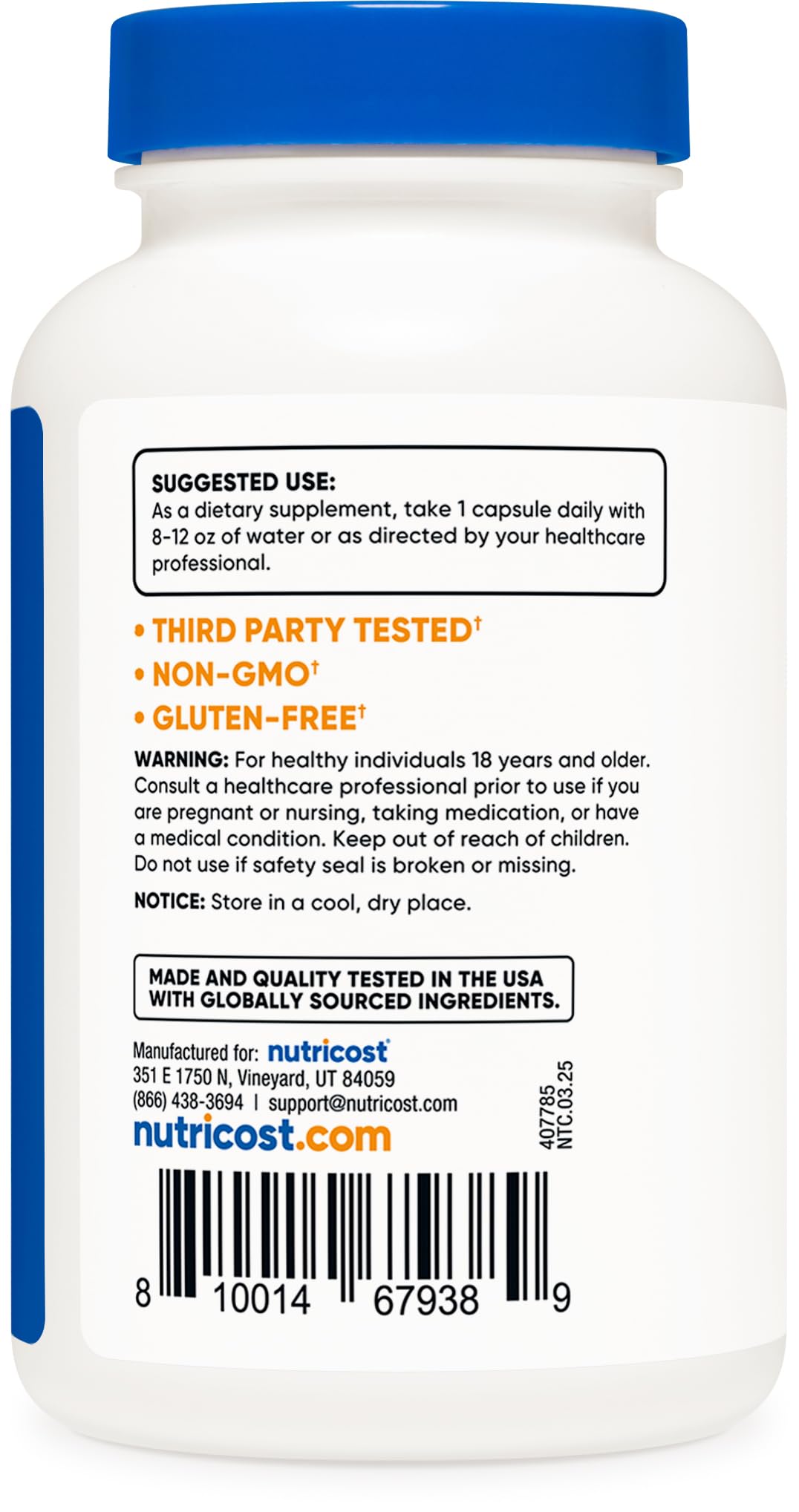 Nutricost L-Tryptophan 500mg, 120 Capsules - with BioPerine, Gluten Free, Non-GMO