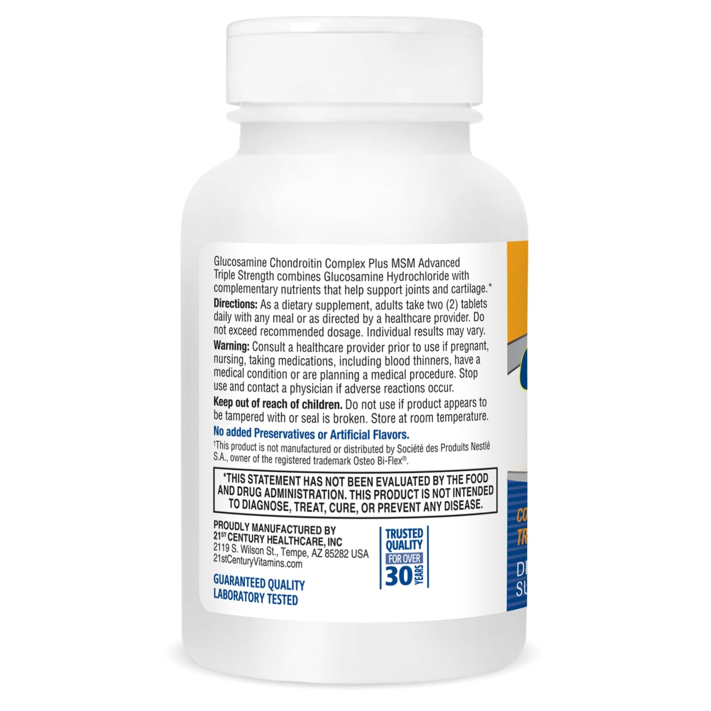 21st Century Glucosamine and Chondroitin, Advanced 3X Tablets, 80 Count