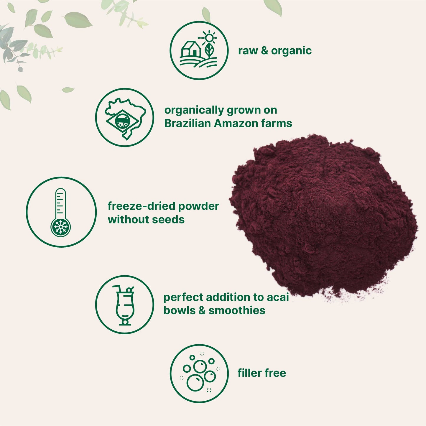 Pre-Order | Arrives in 5–10 Days – Organic Acai Powder, 8oz | 100% Natural Fruit Powder | Freeze-Dried Brazilian Wildberry Source | No Sugar & Additives | Great Flavor for Drinks, Smoothie, & Beverages | Non-GMO & Vegan Friendly