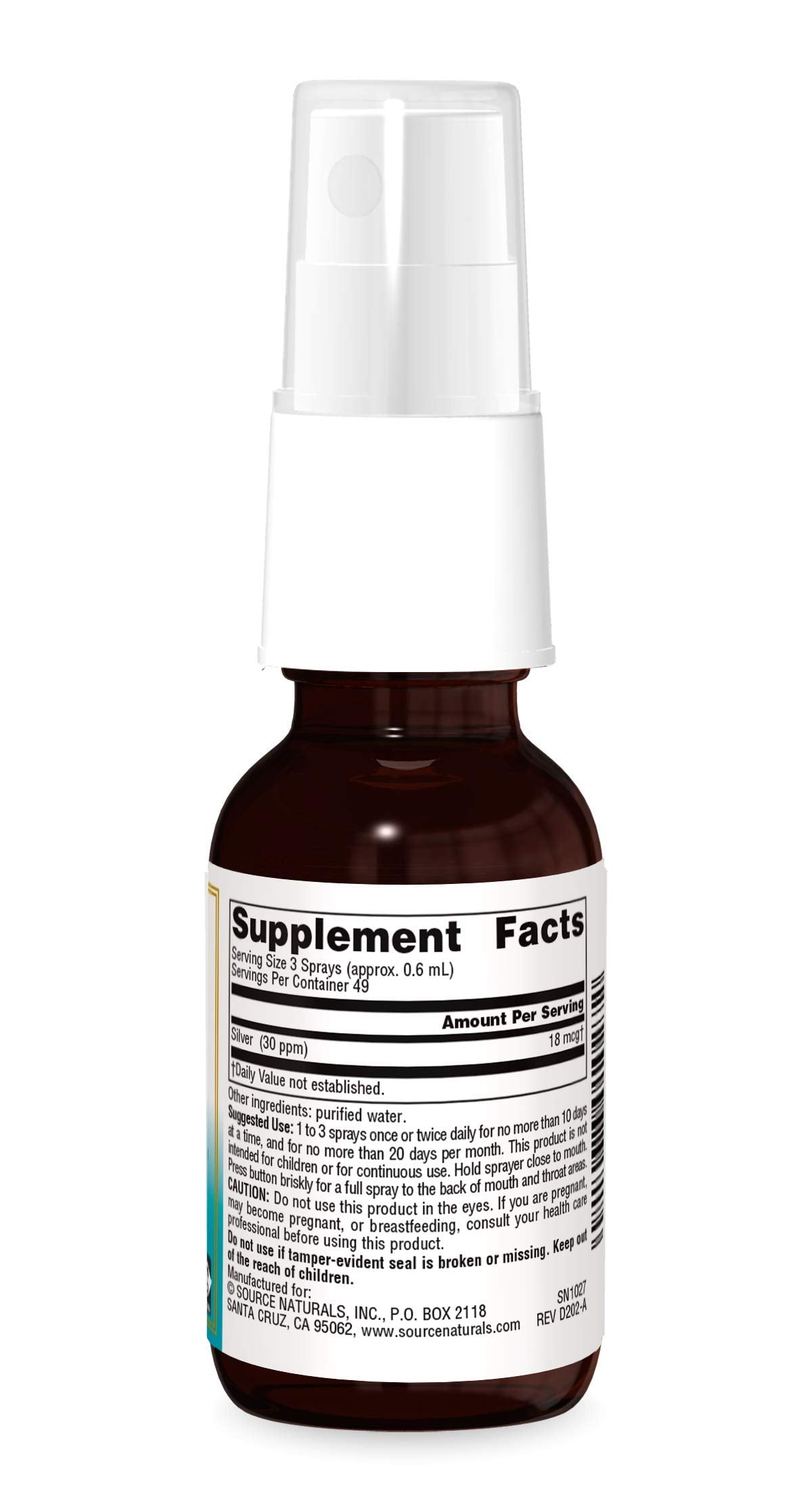 Pre-Order | Arrives in 5–10 Days – Source Naturals Wellness Colloidal Silver 30 PPM Liquid Spray Bottle - 1 Fluid oz