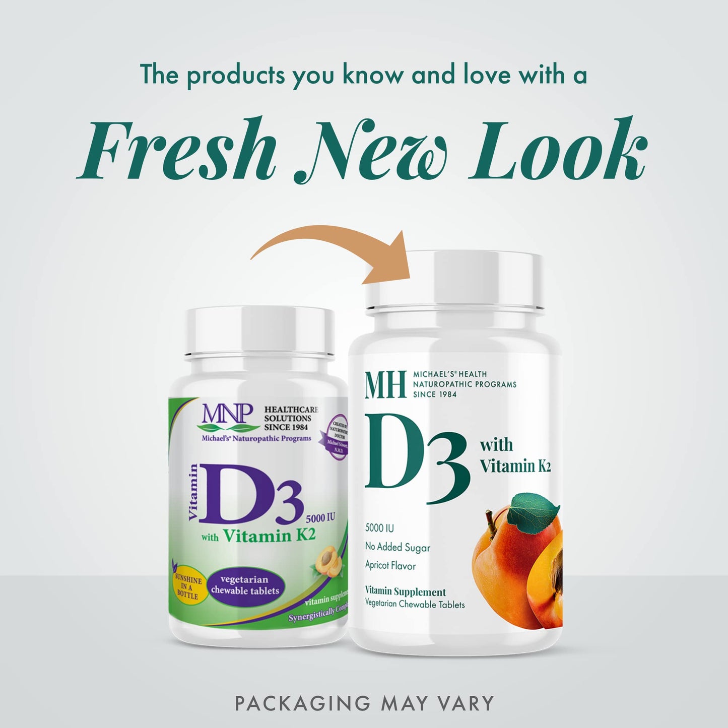 MICHAEL'S Health Naturopathic Programs Vitamin D3 with K2 - 90 Chewable Tablets - Apricot Flavor - Skeletal & Immune System Support - No Added Sugar - Vegetarian & Kosher - 90 Servings