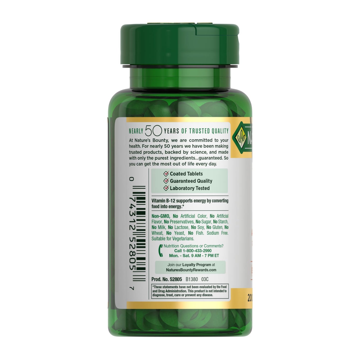 Nature's Bounty Vitamin B12, Supports Energy Metabolism, Tablets, 1000mcg, 200 Ct