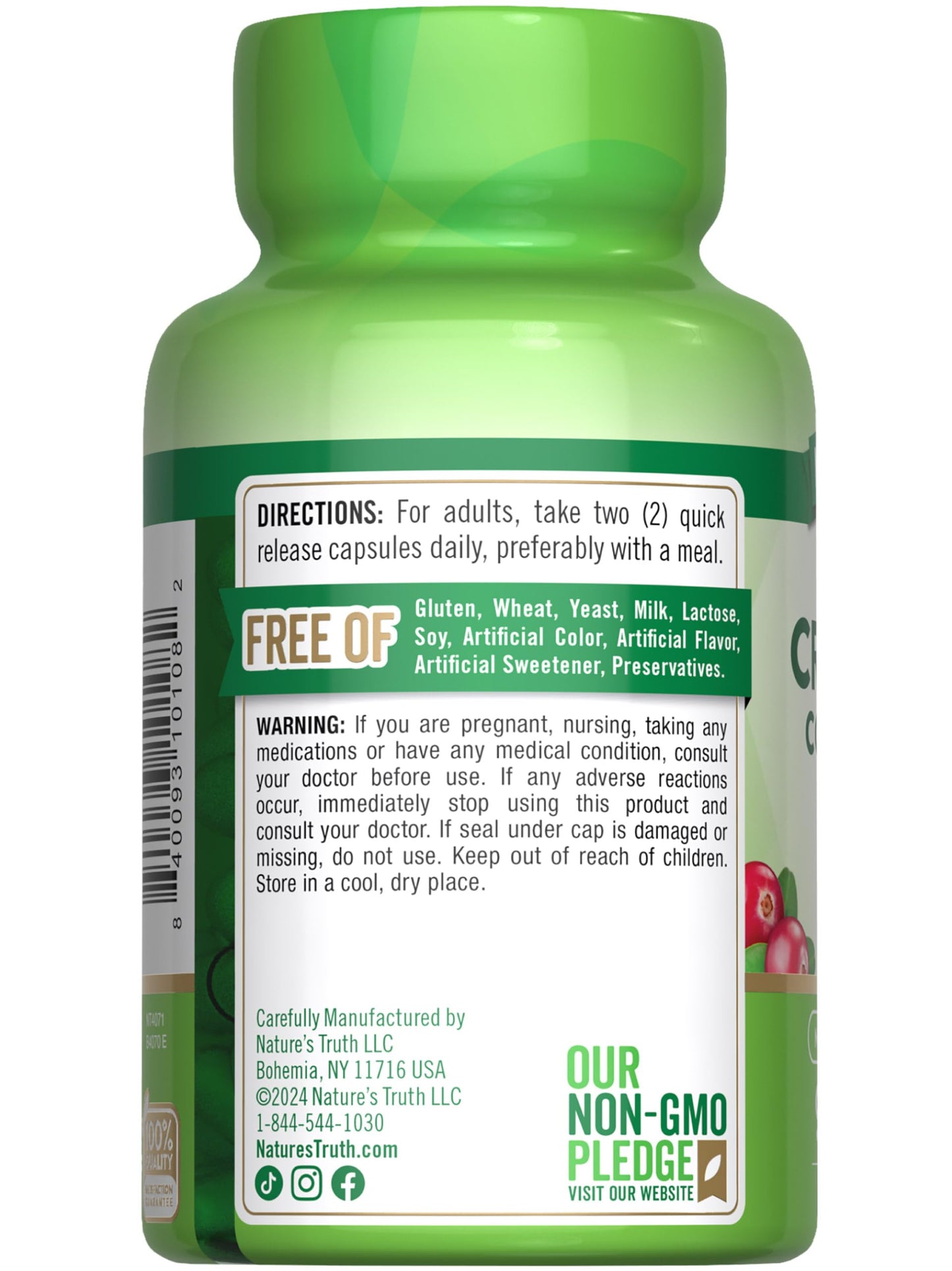 Nature's Truth Cranberry Concentrate Pills 30,000mg | Plus Vitamin C | Triple Strength Support Capsules | Non-GMO & Gluten Free Supplement