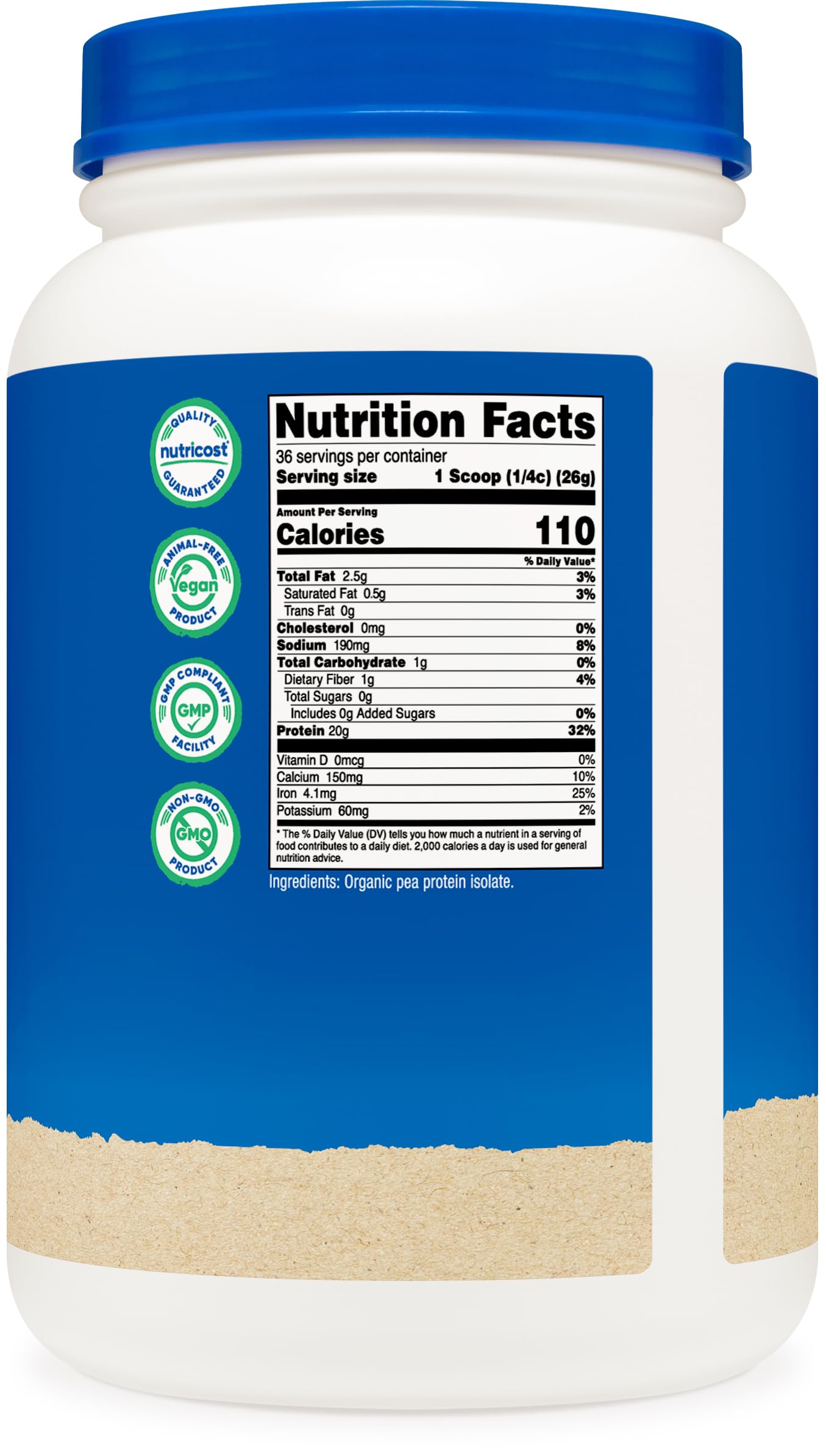 Pre-Order | Arrives in 5–10 Days – Nutricost Organic Pea Protein Isolate Powder (2LBS) - Unflavored, Certified USDA Organic, Protein from Plants, Vegetarian Friendly, Gluten Free, Non-GMO