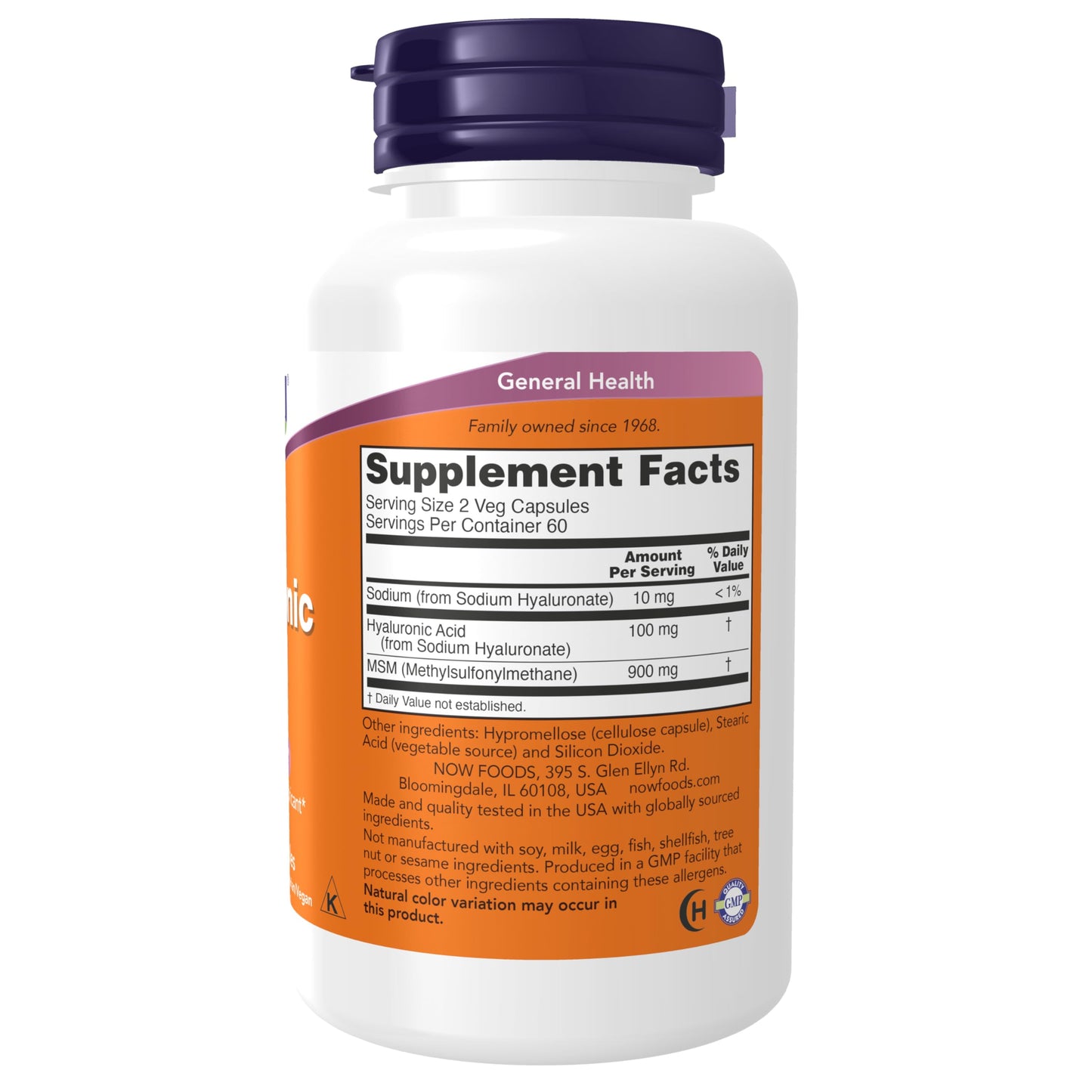 Pre-Order | Arrives in 5–10 Days – NOW Foods Supplements, Hyaluronic Acid 50 mg with MSM, Joint Support*, 120 Veg Capsules
