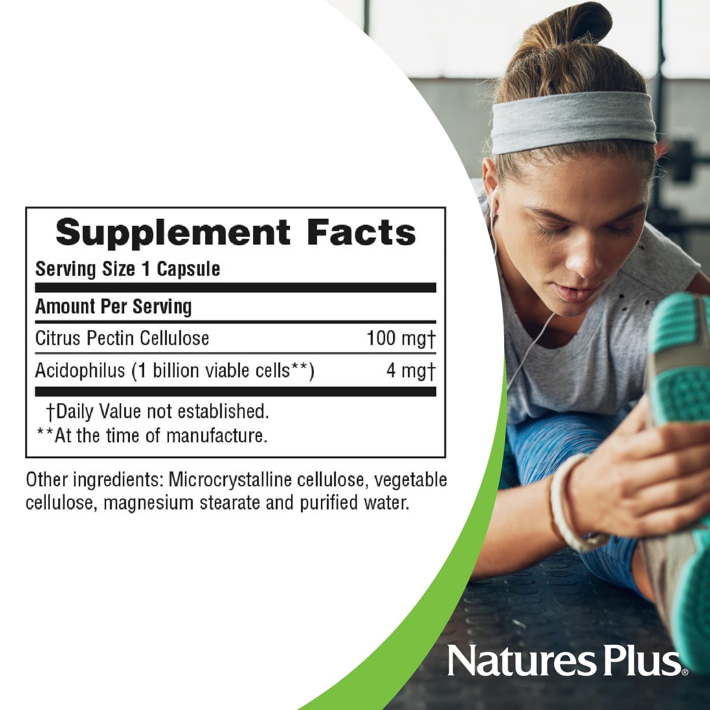 Natures Plus Acidophilus with Pectin - 90 Capsules - Probiotic Supplement with 1 Billion Viable Cells & Pectin - Vegan, Gluten Free - 90 Servings