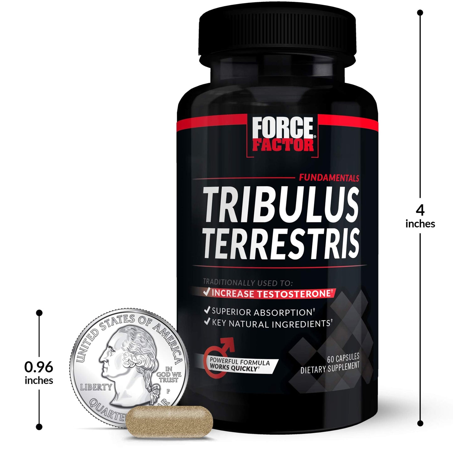 Force Factor Tribulus Terrestris for Men, Testosterone Booster and Male Vitality Supplement, Tribulus Extract and Natural Ingredients for Superior Absorption, Fundamental Series, 1000mg, 60 Capsules